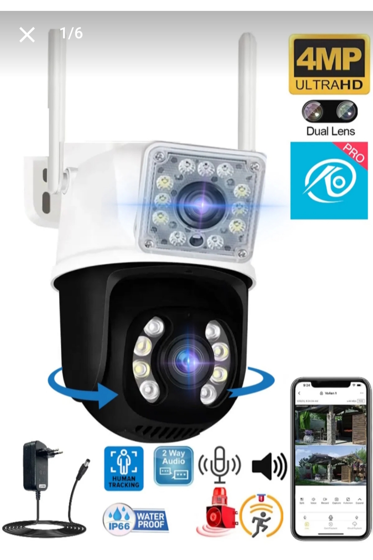 Genel Markalar Wifi 360 Derece Güvenlik Kamerası Ptz 3mp Hareketli Sesli Gece Renkli Görüntülü
