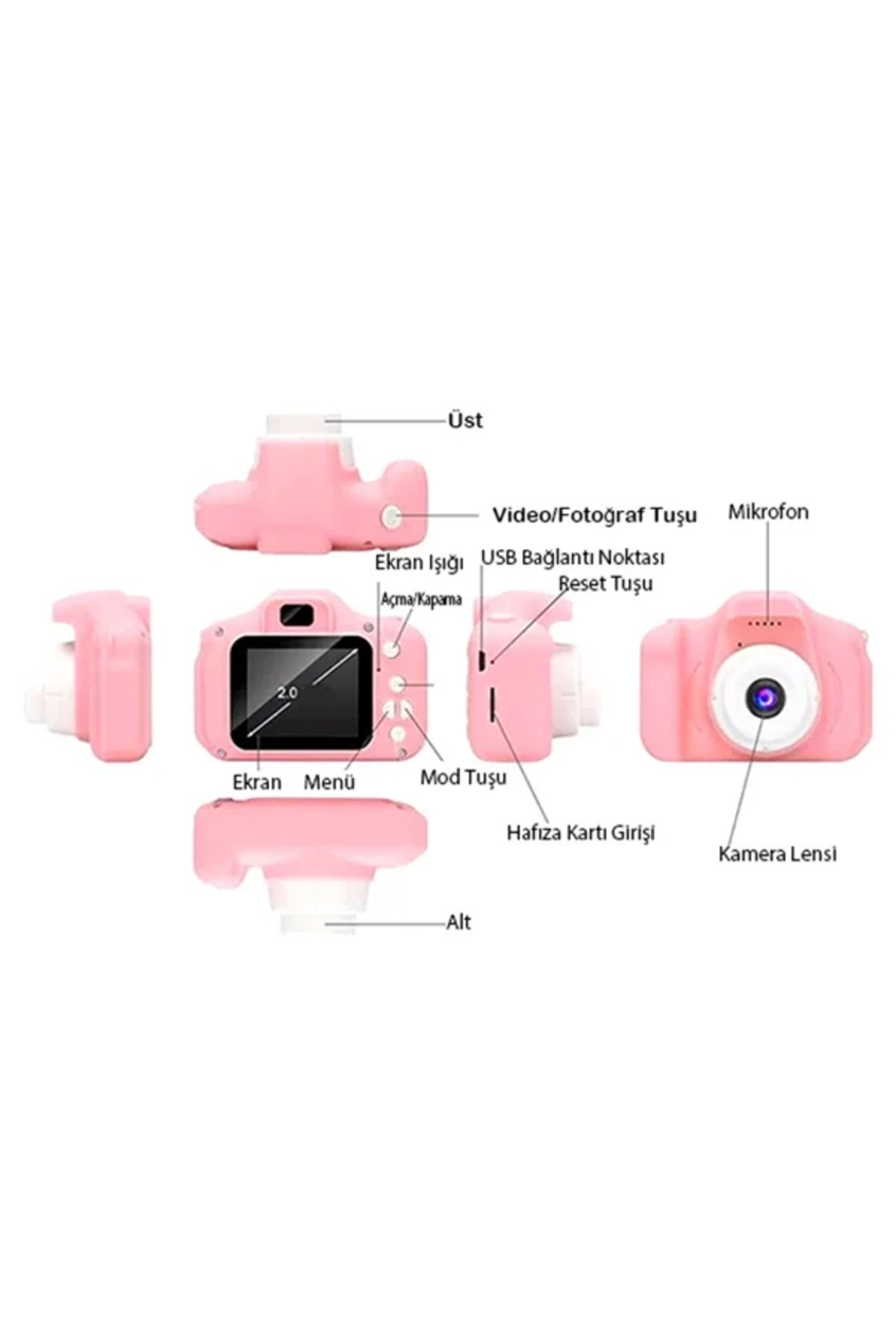 Yenimiyeni Cmr9 Çocuk Fotoğraf Makinesi 10870p Hd Pembe fotoğrafı 4 (önizleme)