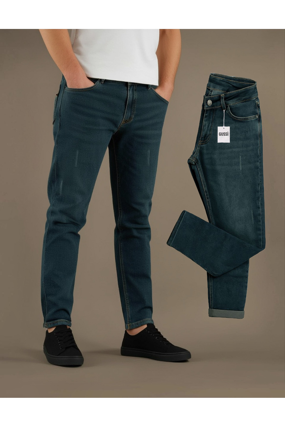 DOPPİO'N DENİM  Erkek Yeşil Slim Fit Jean Pantolon