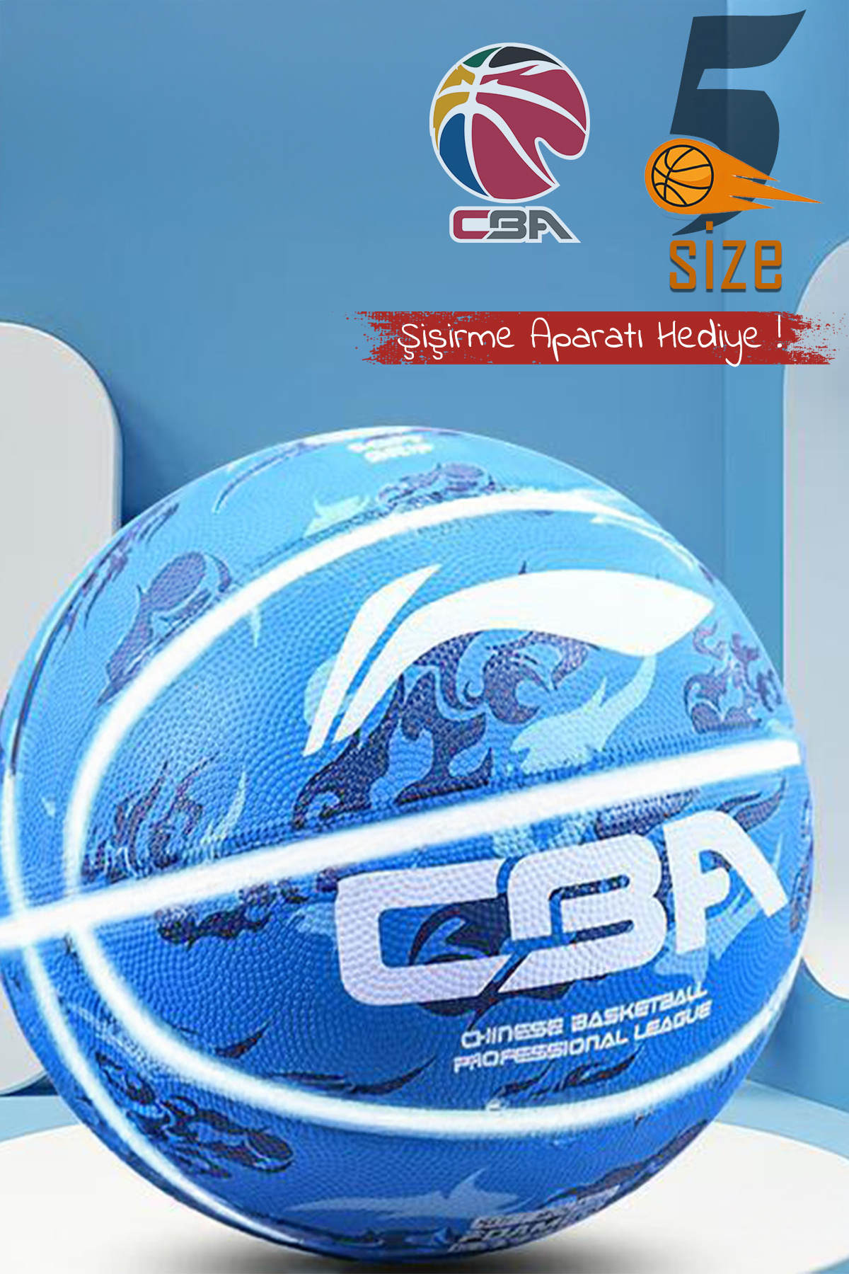 Hsport CBA Üst Kalite Pro Basketbol Topu Iç-dış Saha 5 Numara Kaymaz Kauçuk Basket Topu + Hediyeli