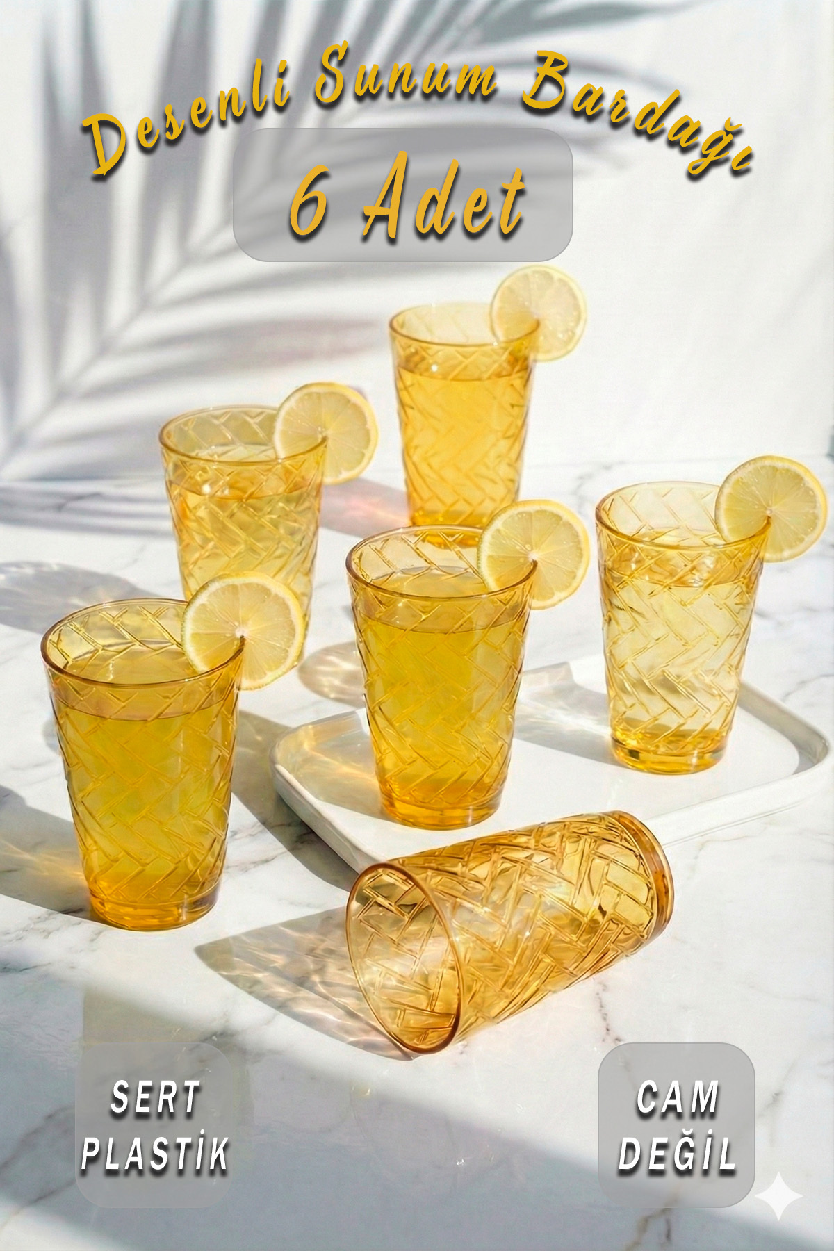 Acrylic Color 6-Piece Patterned Glass & Water Soft Drink Coffee Cup 330 ml (Not Glass)