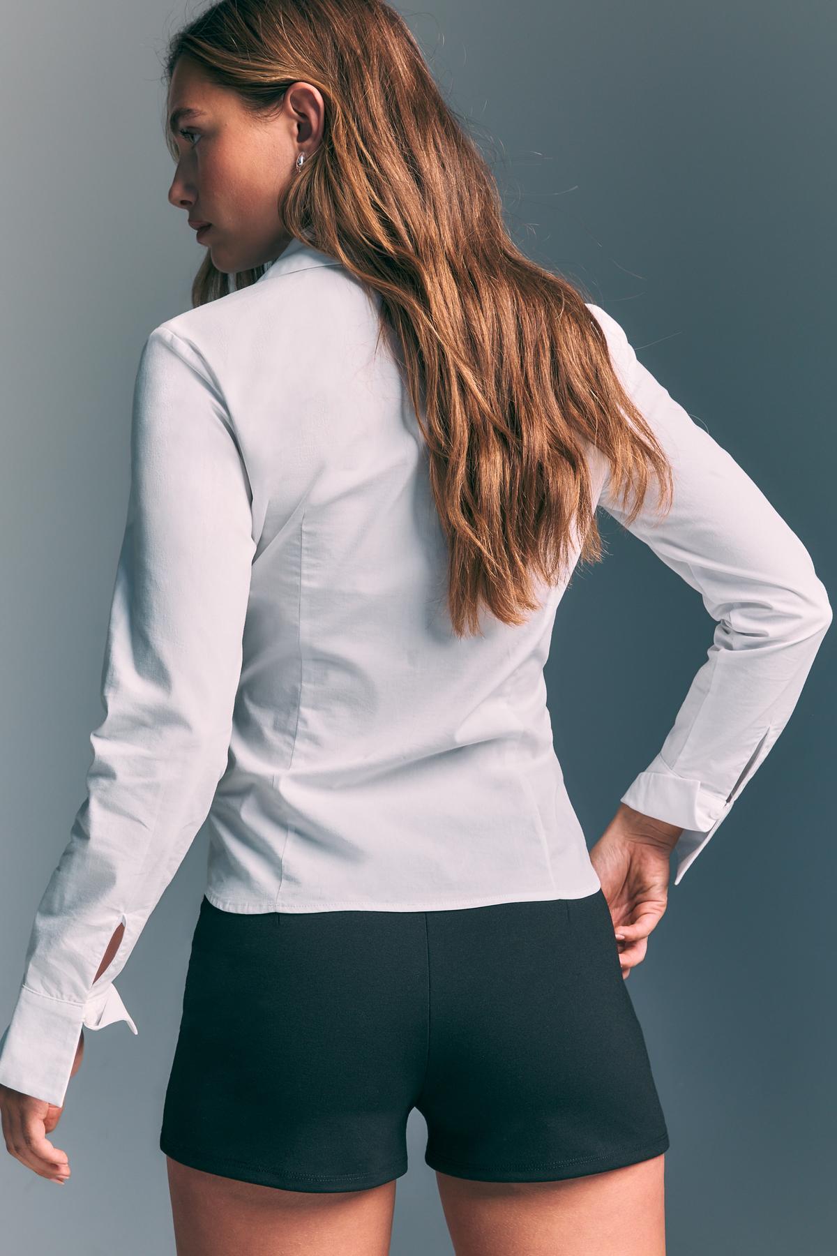 Stradivarius  Vücuda oturan basic gömlek - Görsel 4