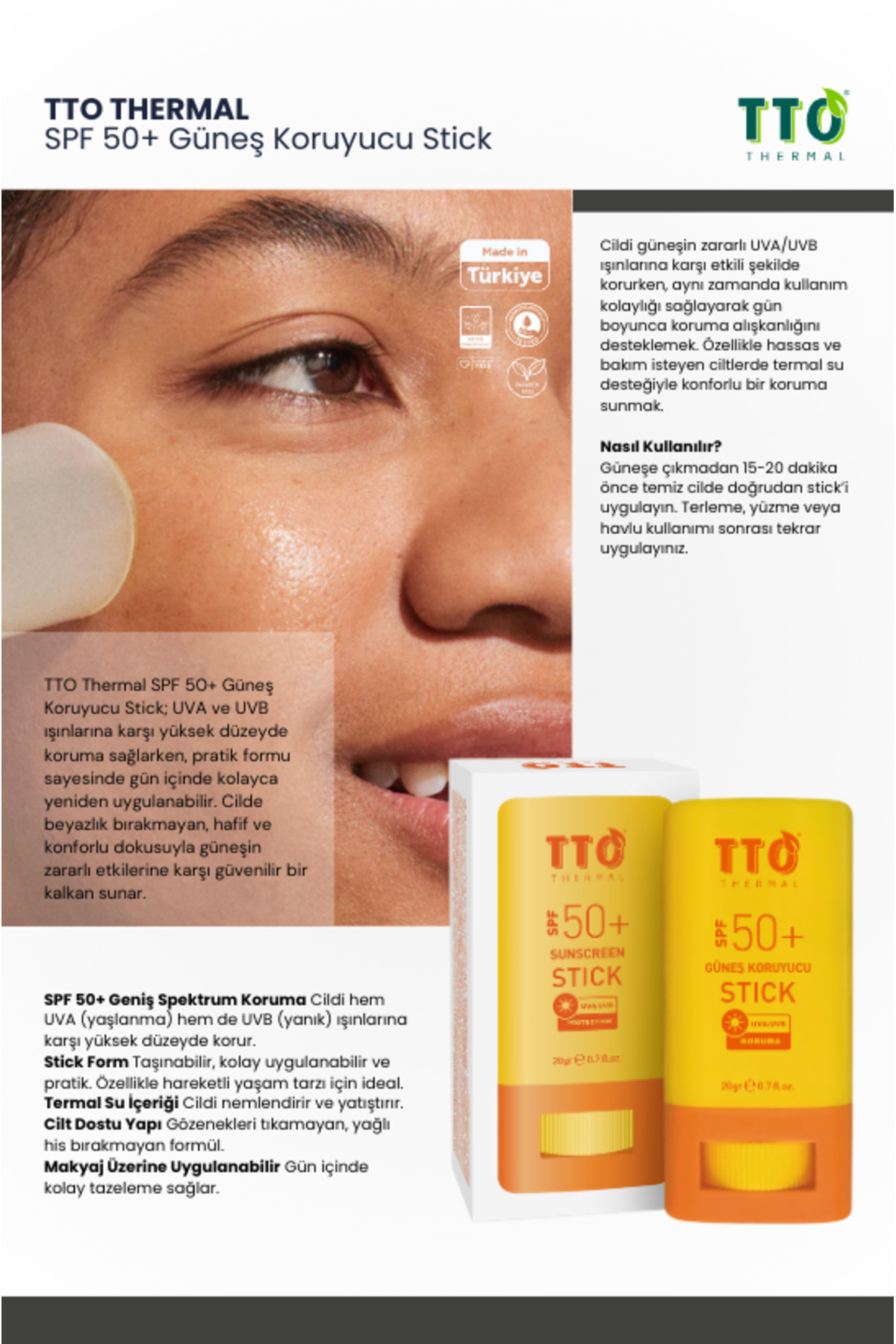 3'lü Güneş Bakım Seti SPF 50 - Güneş Kremi, Stick ve Güneş Sonrası Losyon — 8684576001580 — تصویر 3 از 6