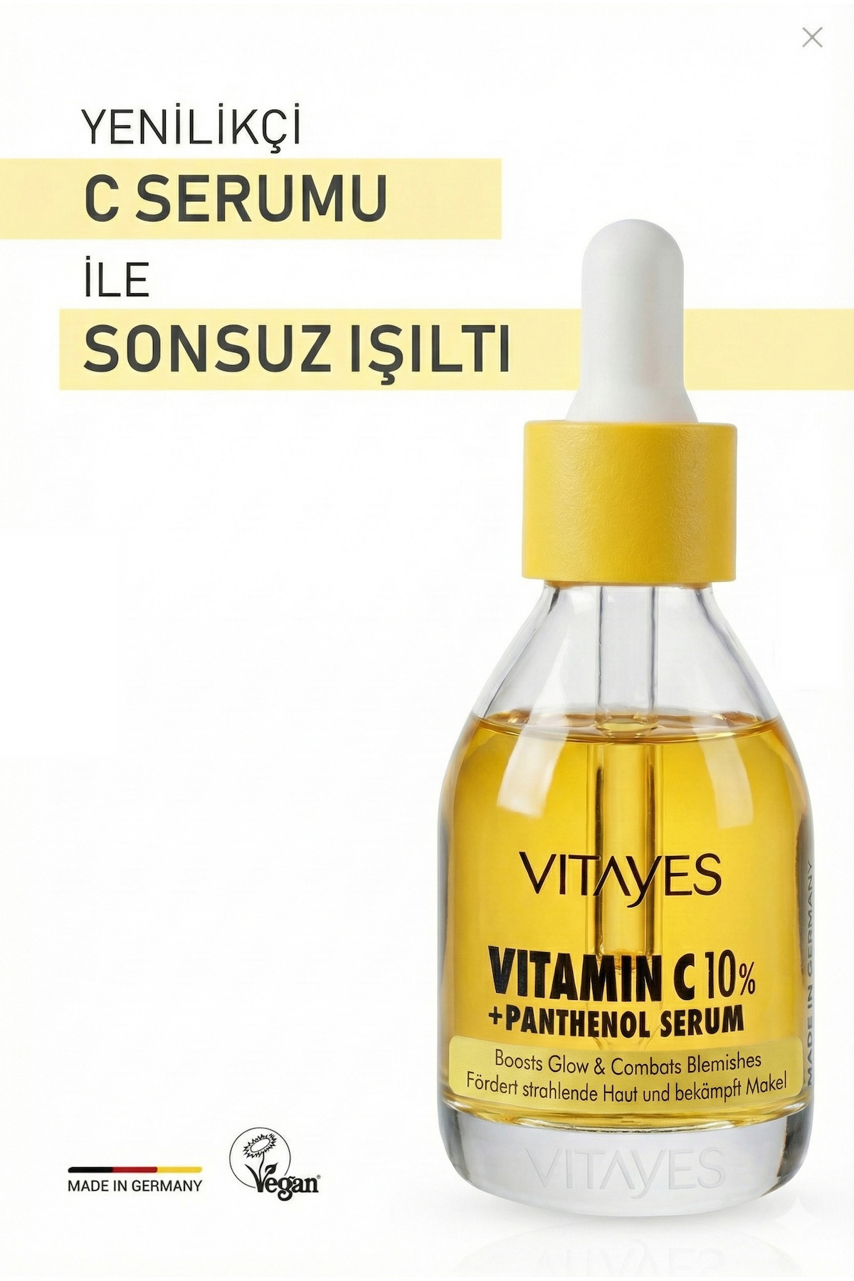 Leke Karşıtı Ve Anında Aydınlatıcı C Vitamini %10 Panthenol Cilt Tonu Eşitleyici Nemlendirici Serum — 903 — تصویر 4 از 7