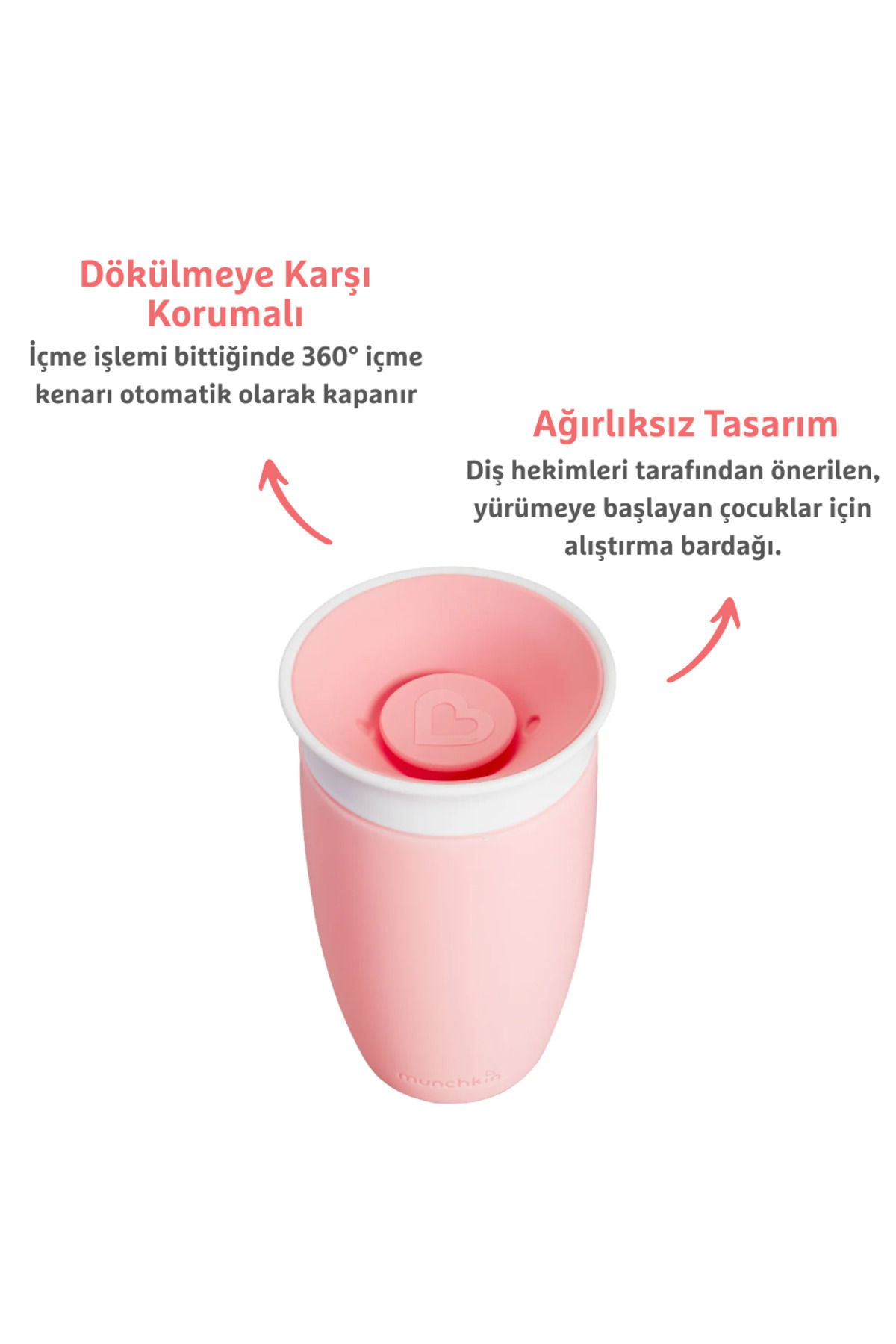 Munchkin Mucize 360° Alıştırma Bardağı, 12ay , 296ml Pembe fotoğrafı 2 (önizleme)