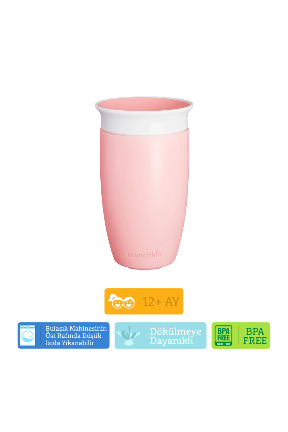 Munchkin Mucize 360° Alıştırma Bardağı, 12ay , 296ml Pembe fotoğrafı 3 (önizleme)