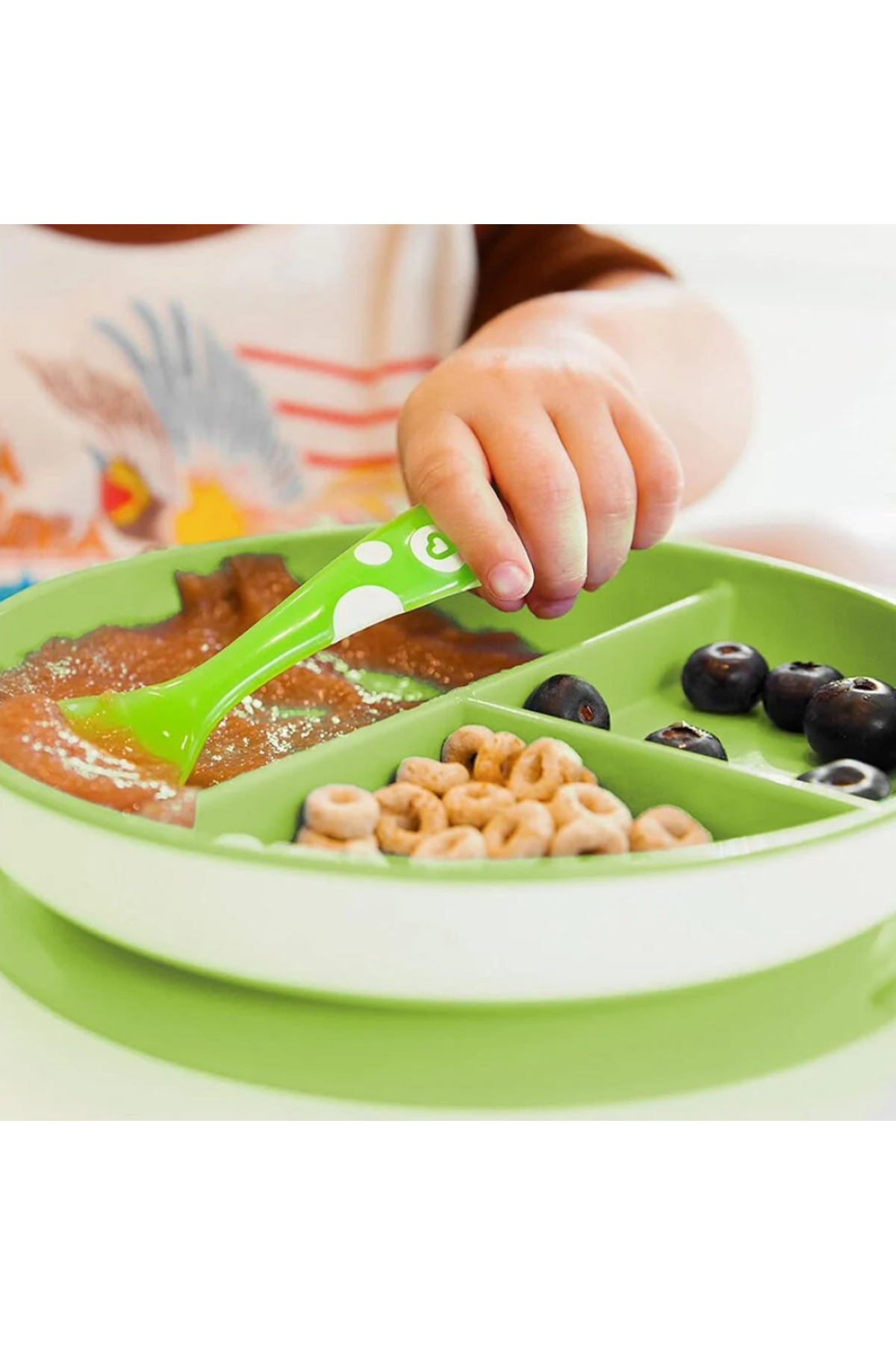Munchkin Sabit Vakumlu Beslenme Tabağı | 6 Ay+, 3 Bölmeli, BPA İçermez, Yeşil – 1 Adet fotoğrafı 4 (önizleme)