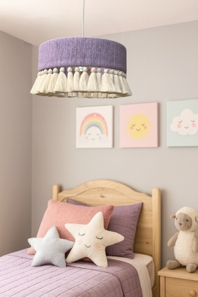 YUTEDEKOR Bohem Makrome Lila Avize – Çocuk Odası, Salon, Yatak Odası, Kafe & ...