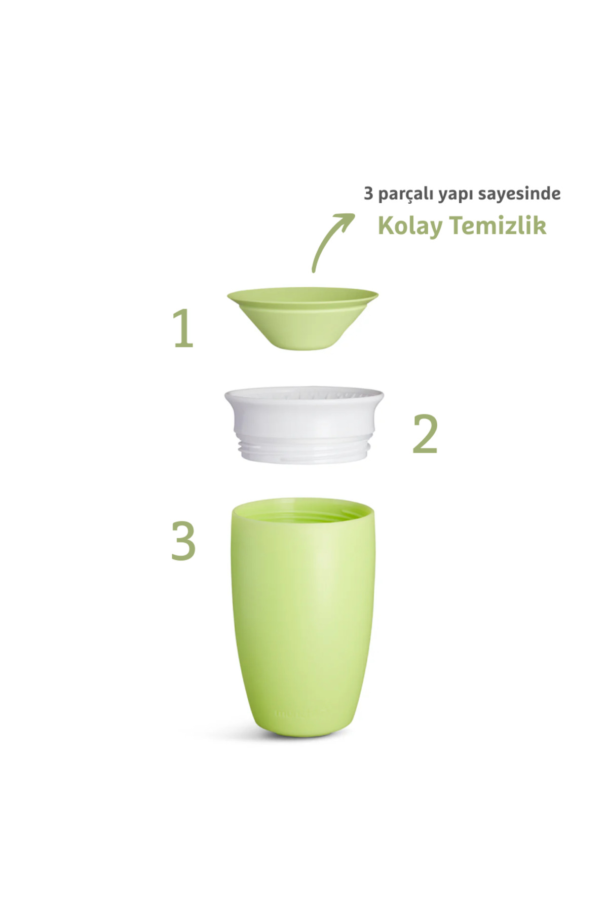 Munchkin Mucize 360° Alıştırma Bardağı, 12ay , 296ml Yeşil fotoğrafı 3 (önizleme)