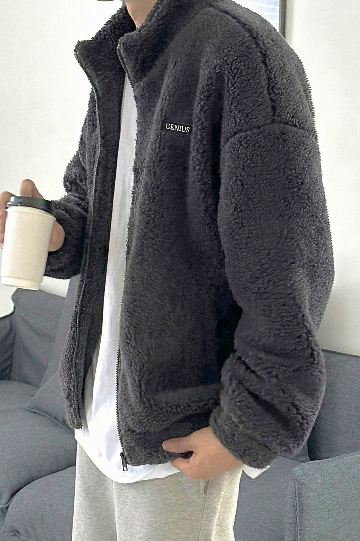 GENIUS STORE  Oversize Peluş Sweatshirt Erkek Polar Sweatshirt Erkek Sweatshirt Kadın Sweatshirt Oversıze-pelus - Görsel 2