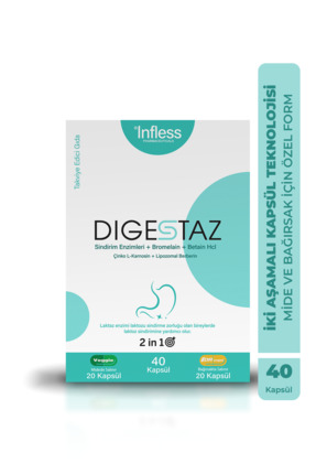 infless Digestaz, Sindirim Enzimleri + Bromelain +Betain HCL+ Lipozomal Berbe...