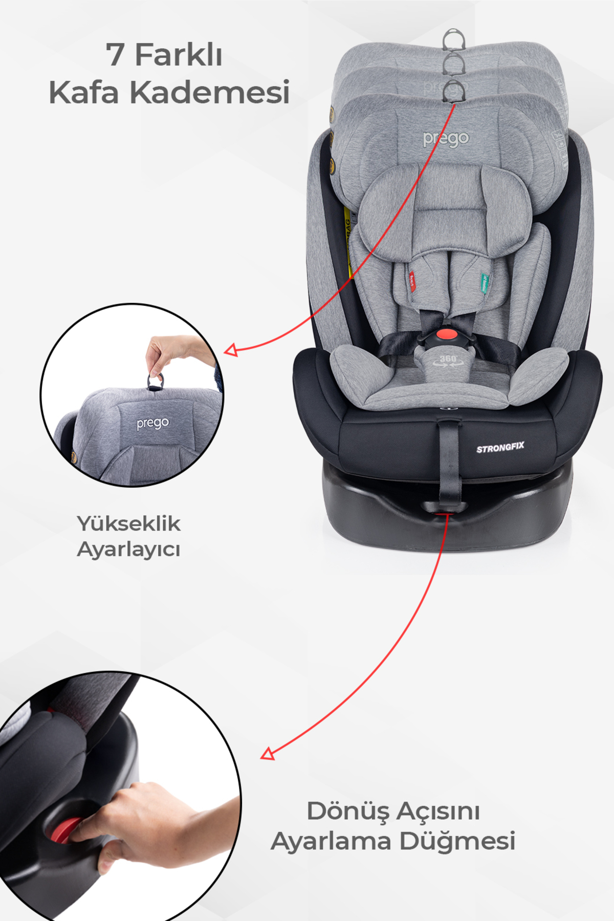 Prego Strongfix 360 Derece Dönebilen 0-36 Kg İsofixli Oto Koltuğu 4088 fotoğrafı 7 (önizleme)