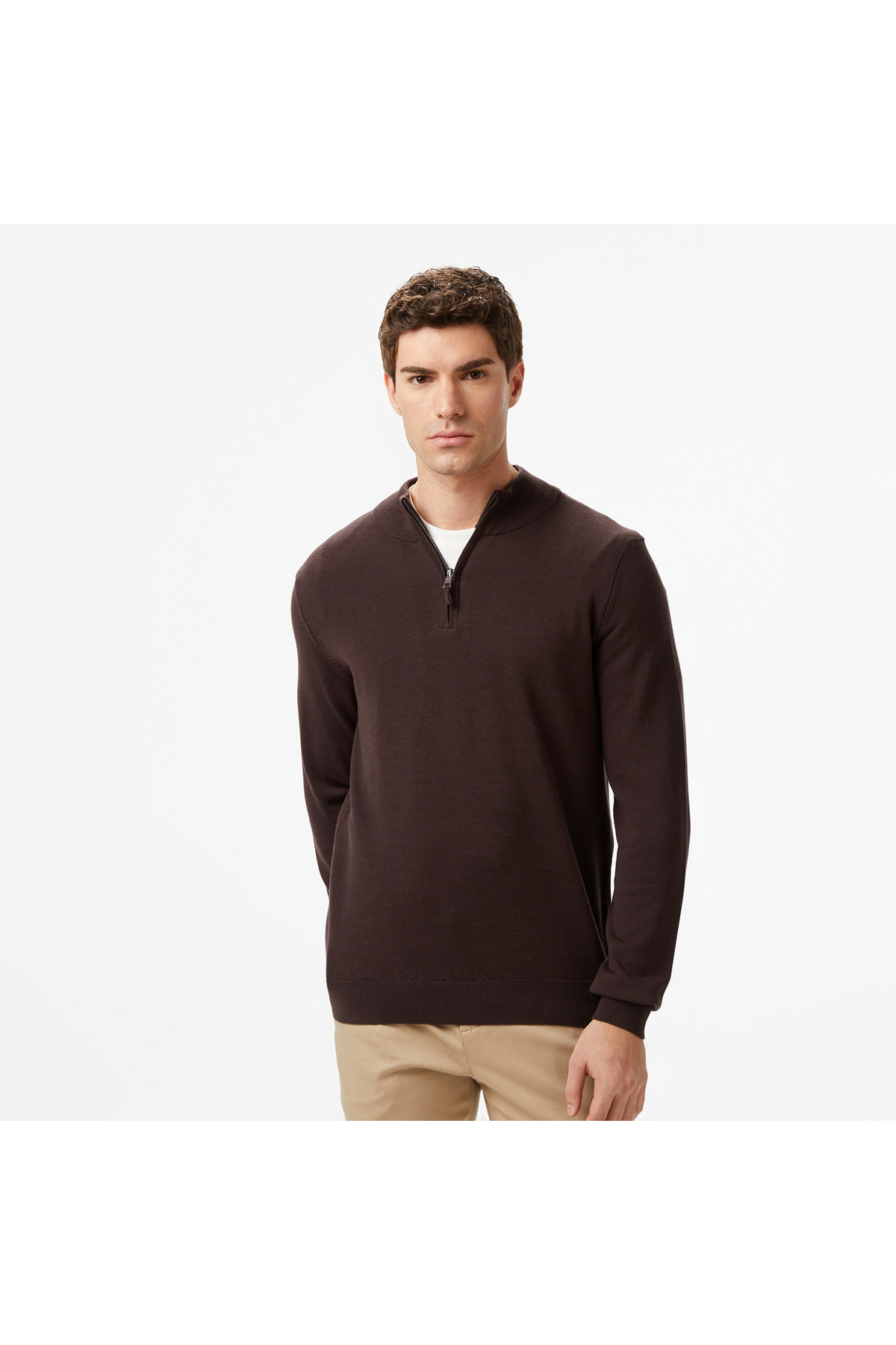 Nautica Erkek Kahverengi Classic Fit Kazak — قهوه‌ای S57104T