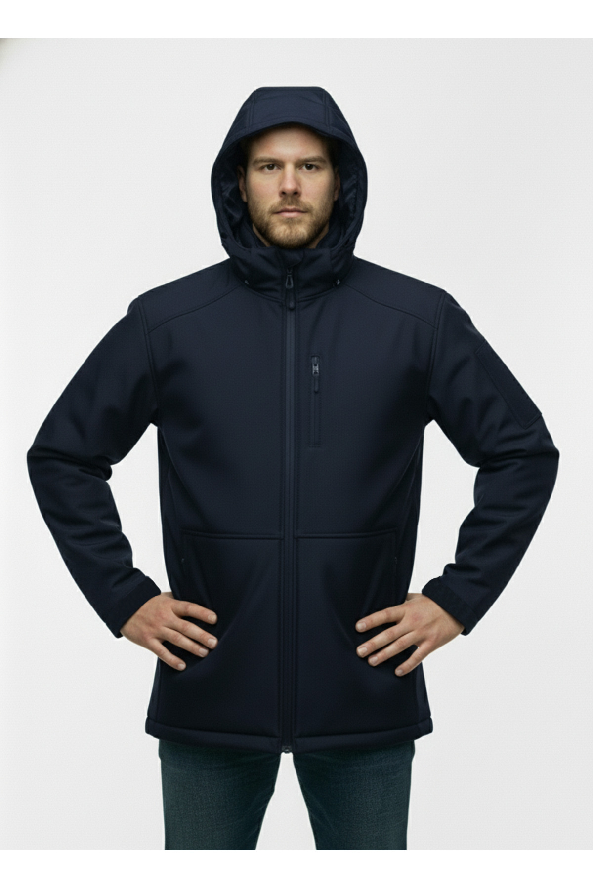 Lifeguard Büyük Beden Softshell Su Geçirmez Kapuşonlu Erkek Kaban 3XL-8L görsel 3