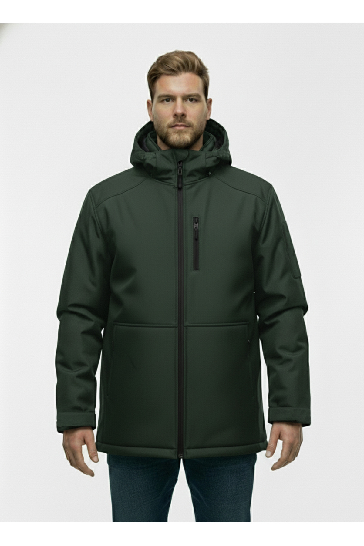 Lifeguard Büyük Beden Softshell Su Geçirmez Kapuşonlu Erkek Kaban 3XL-8L