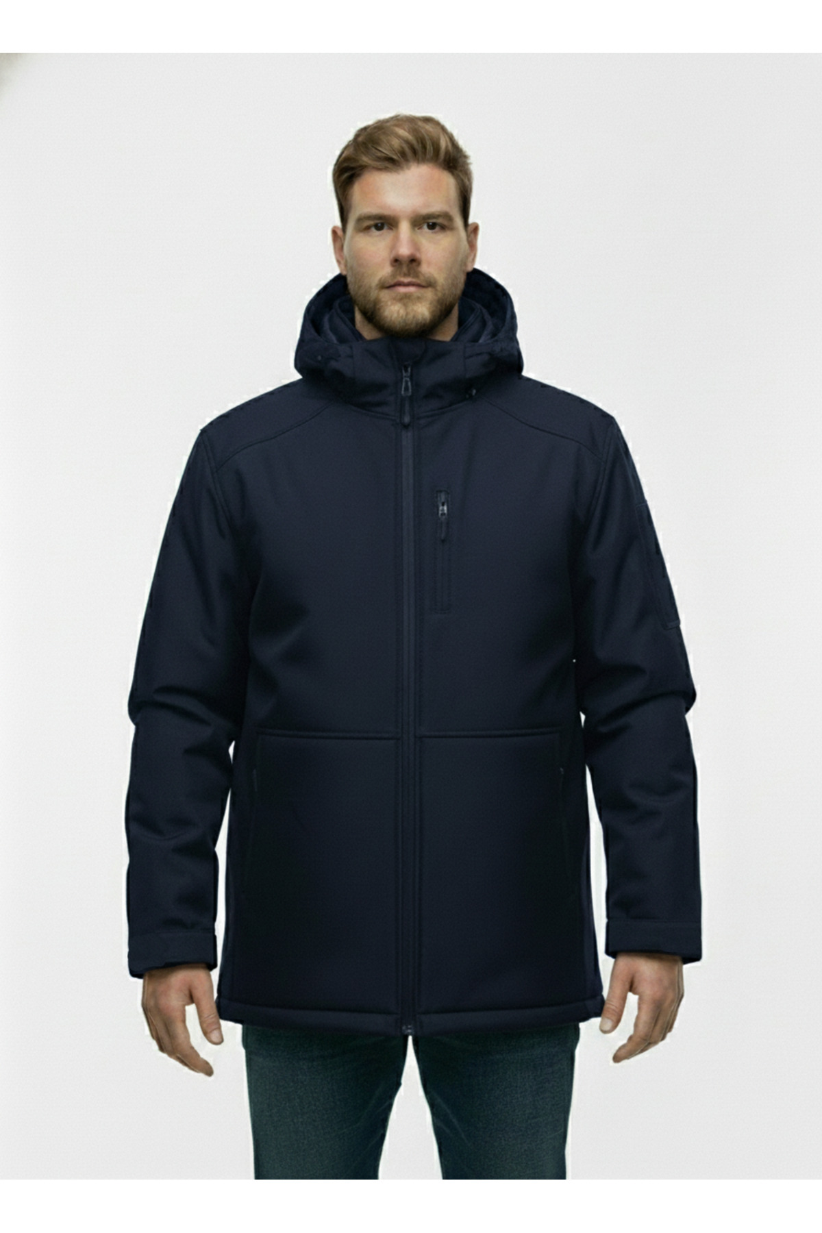 Lifeguard Büyük Beden Softshell Su Geçirmez Kapuşonlu Erkek Kaban 3XL-8L
