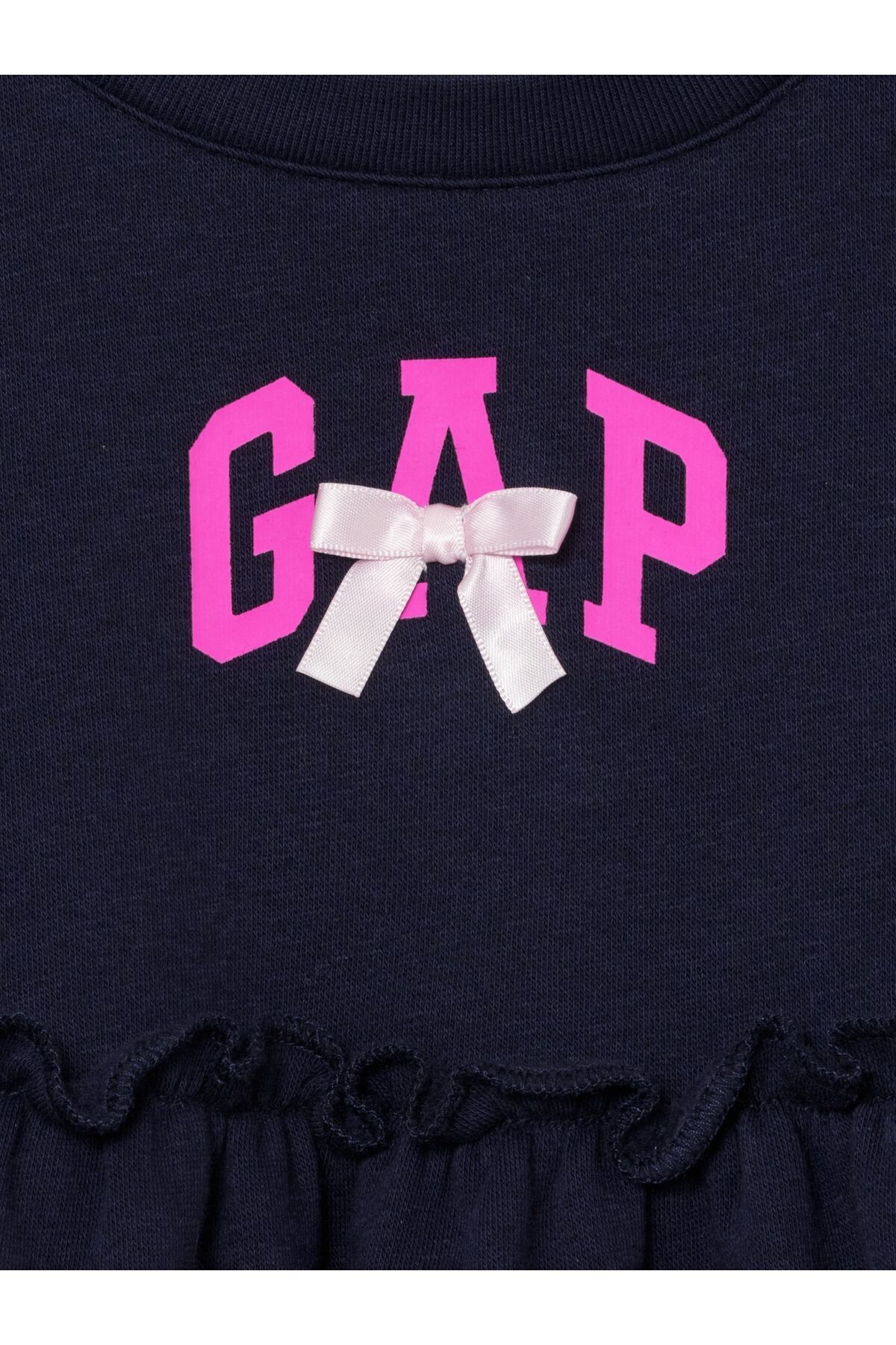 GAP Kız Bebek Lacivert Bow Logo Sweatshirt Elbise fotoğrafı 2 (önizleme)