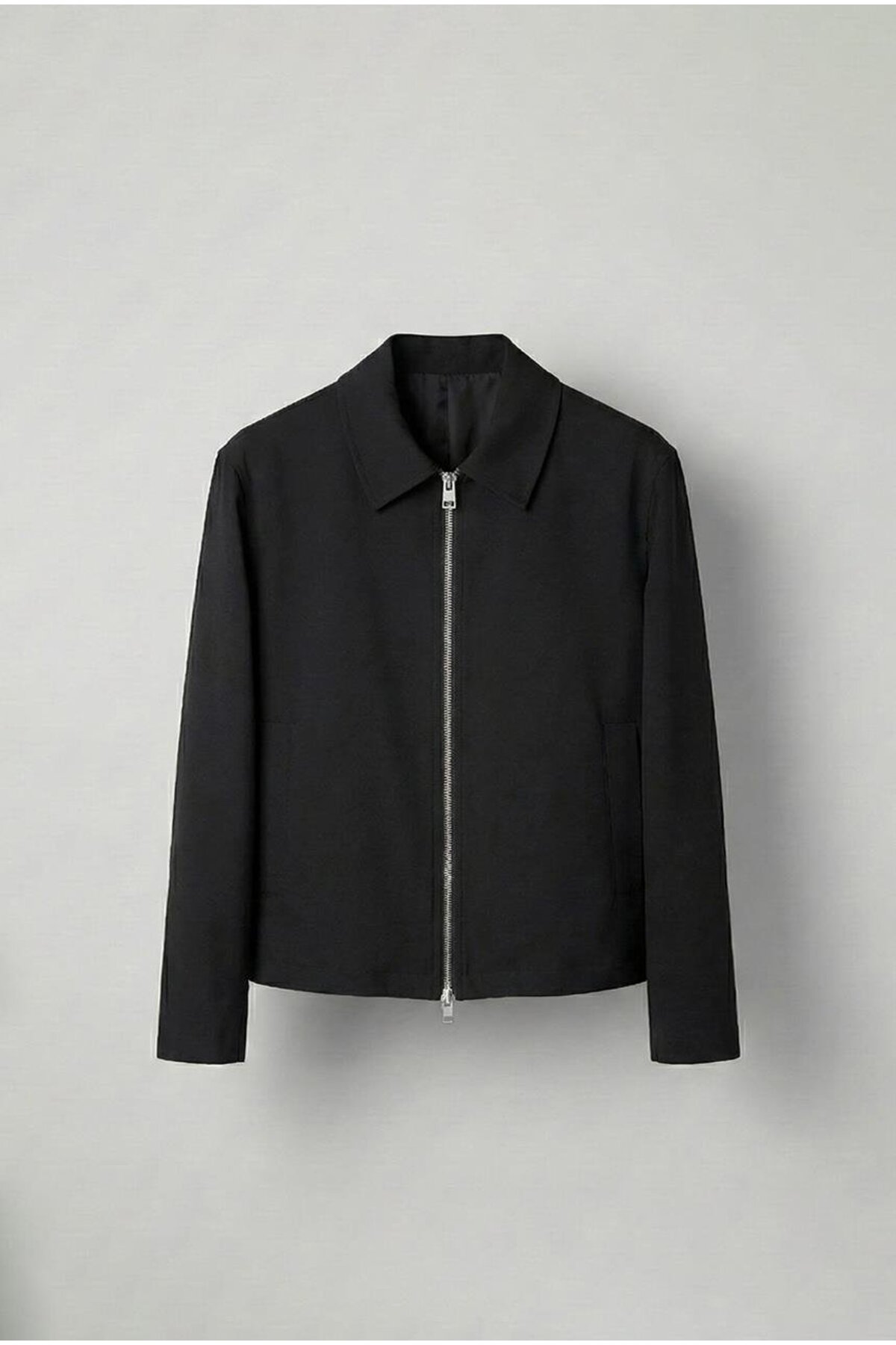 Men's Relaxed Fit Zippered Slim Jacket Black
