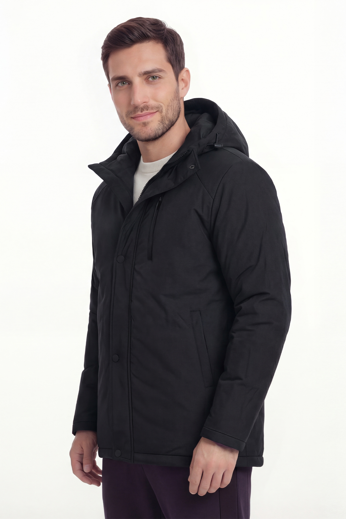 D1fference  Erkek Kışlık Parka Sıcak Tutan Dolgu Kalın İç Astarlı Su İtici Rüzgar Geçirmez Kapüşonlu Parka Mont - Görsel 5