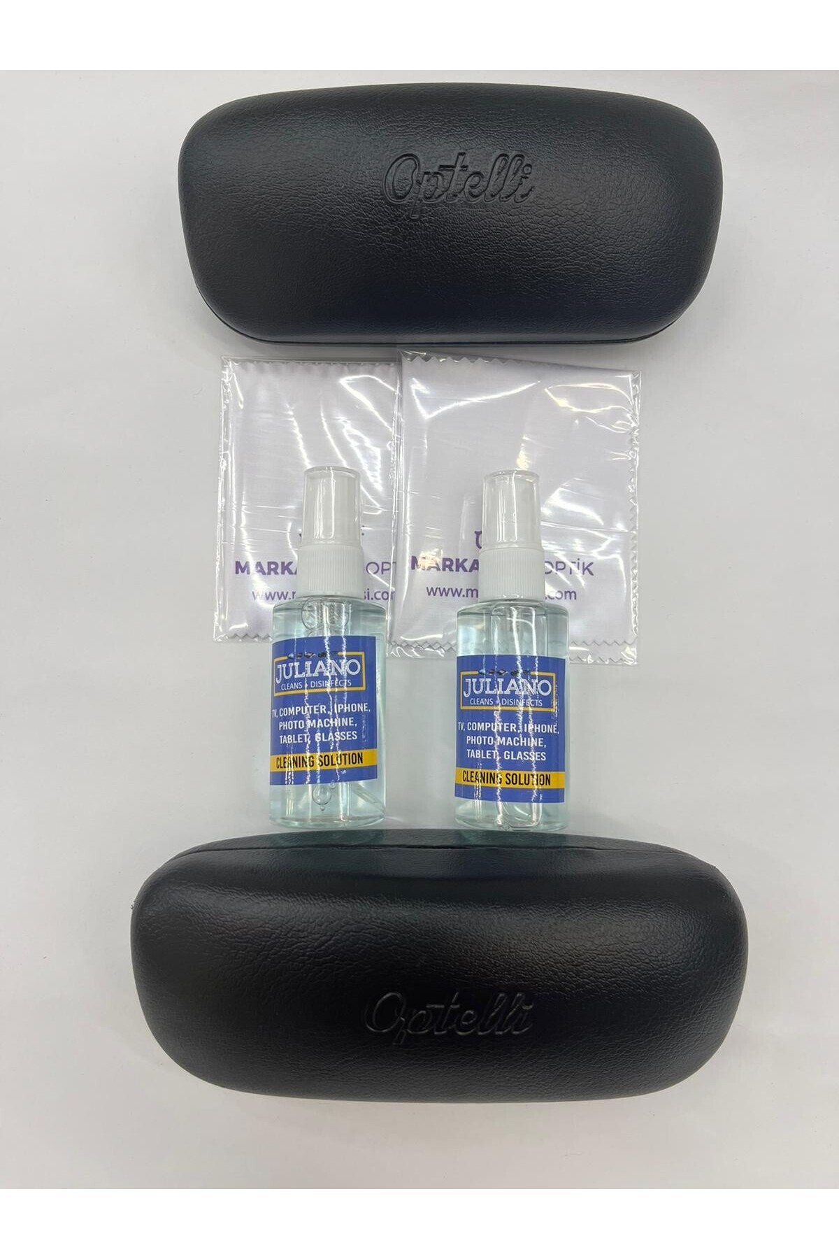 JULIANO Optelli 2li Sert Güneş Gözlüğü Kılıfı, Bezi Ve Sprey Set
