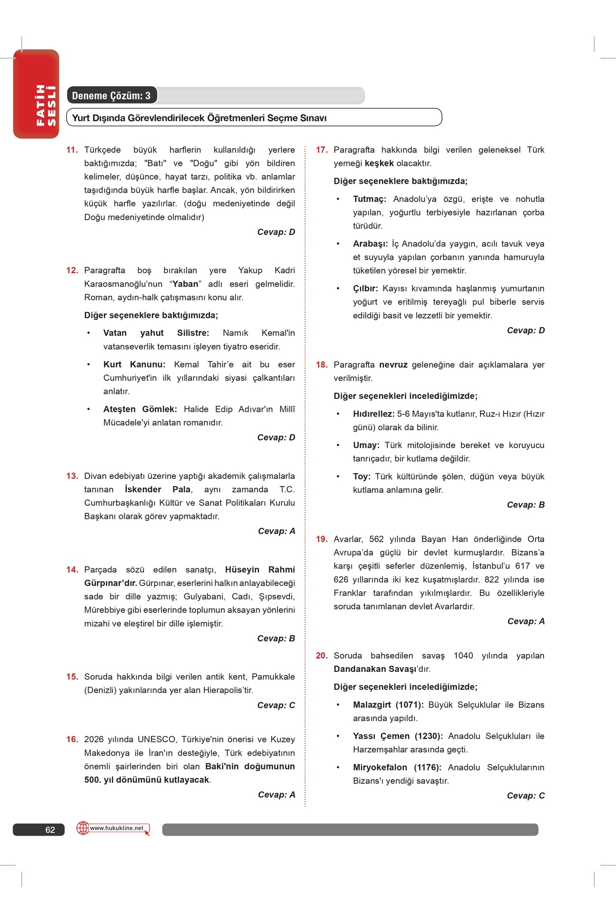 İcra Müdürlüğü Akademisi 2026 Meb Yurt Dışı Öğretmenlik Sınavı 10'lu Deneme Tamamı Çözümlü fotoğrafı 5 (önizleme)