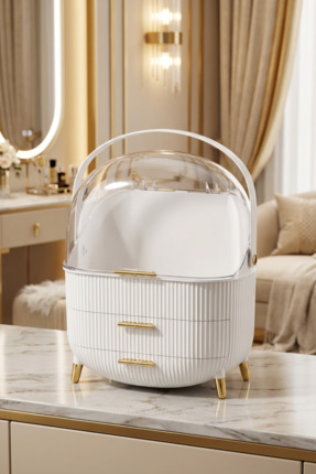 MAKRİ HOME Çekmeceli Makyaj, Takı ve Kozmetik Ürün Düzenleyici, Cappucino Ren...