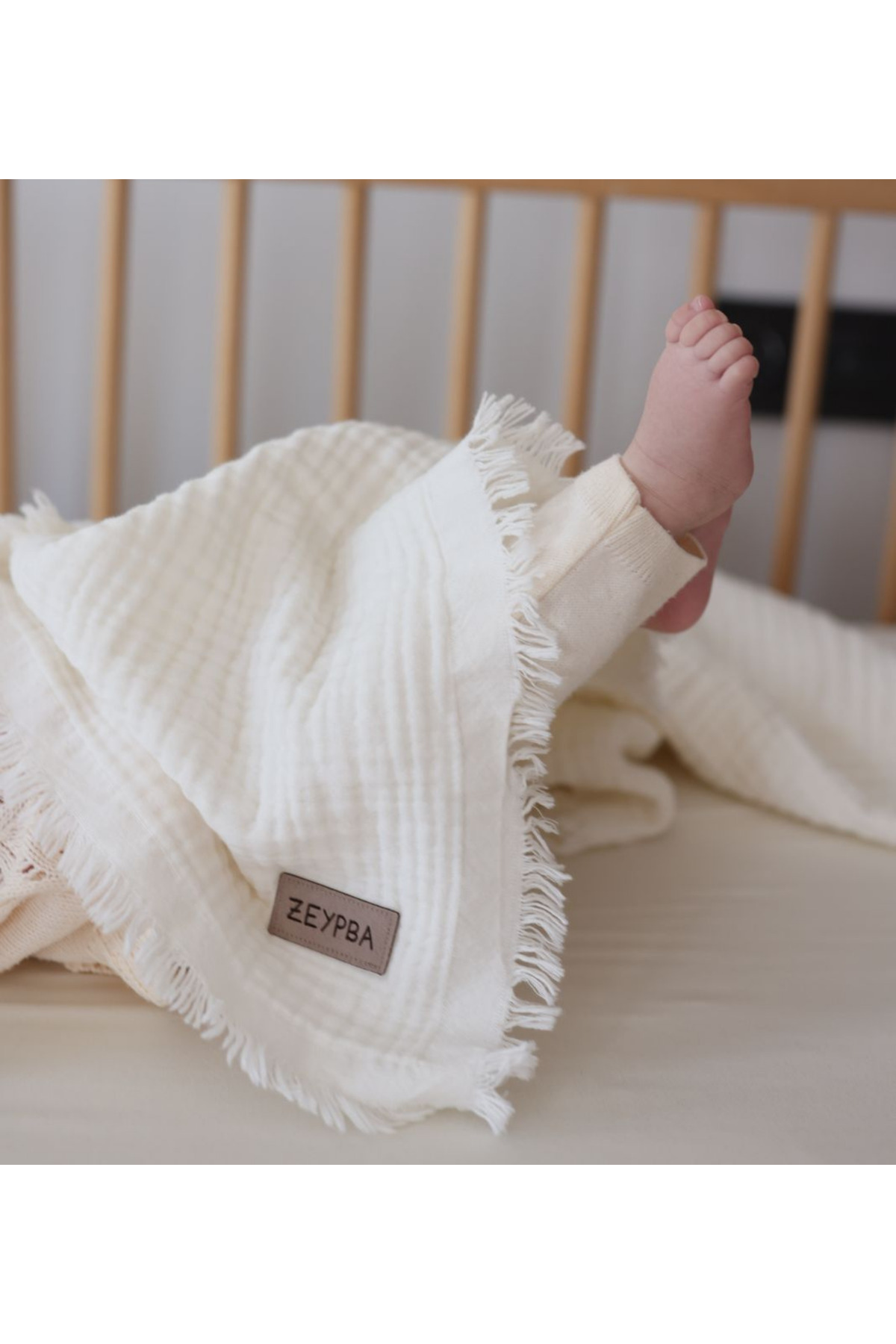 ZEYPBA %100 Pamuk Müslin 4 Katlı Müslin Ekru 110x110 cm Çocuk & Bebek Müslin Örtü fotoğrafı 6 (önizleme)
