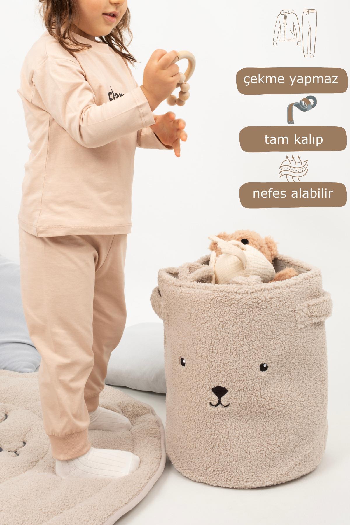 Vauva Kız Erkek Çocuk Pijama Takımı Uzun Kollu %100 Pamuklu Pijama Takımı fotoğrafı 3 (önizleme)