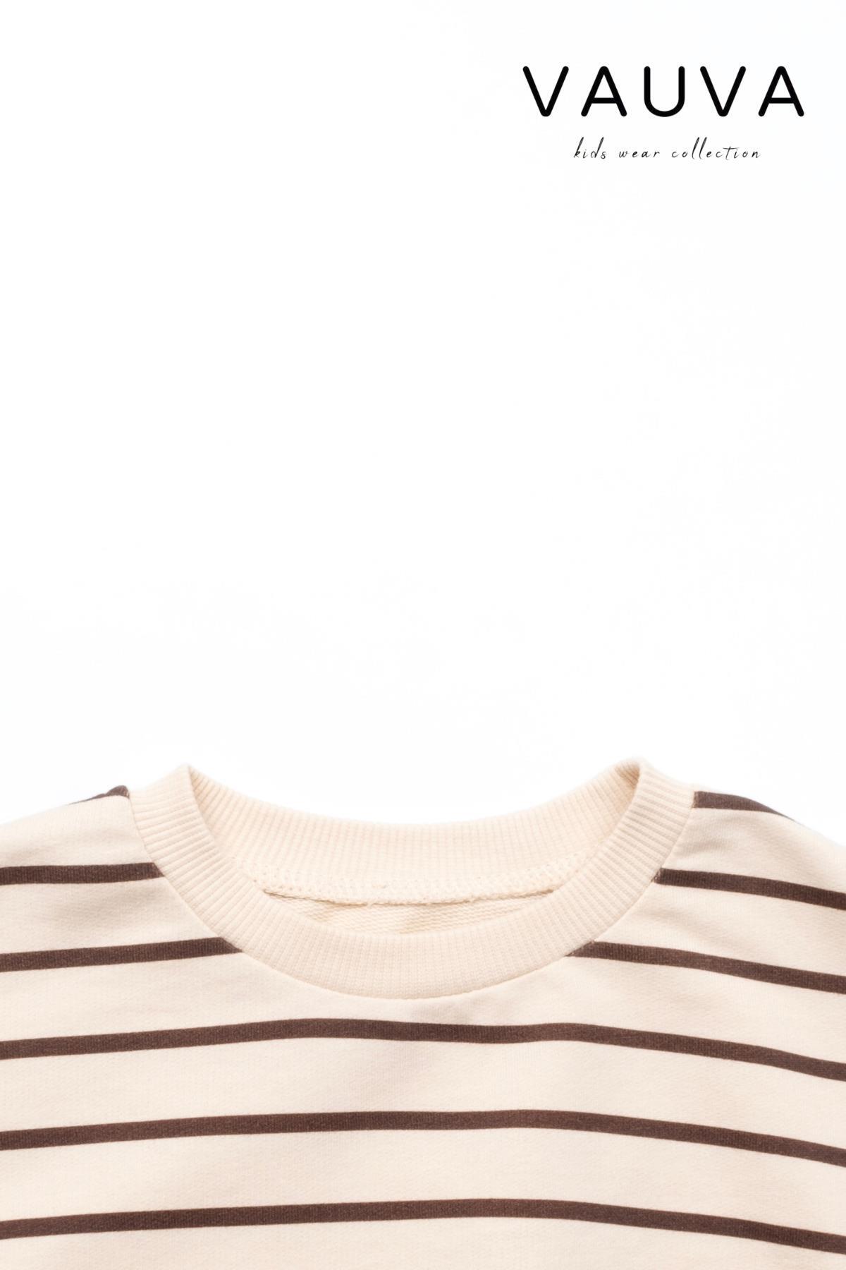 Vauva Çocuk Takım Kız Erkek Bebek Çocuk Uzun Kollu Çizgili Mevsimlik Takım fotoğrafı 3 (önizleme)