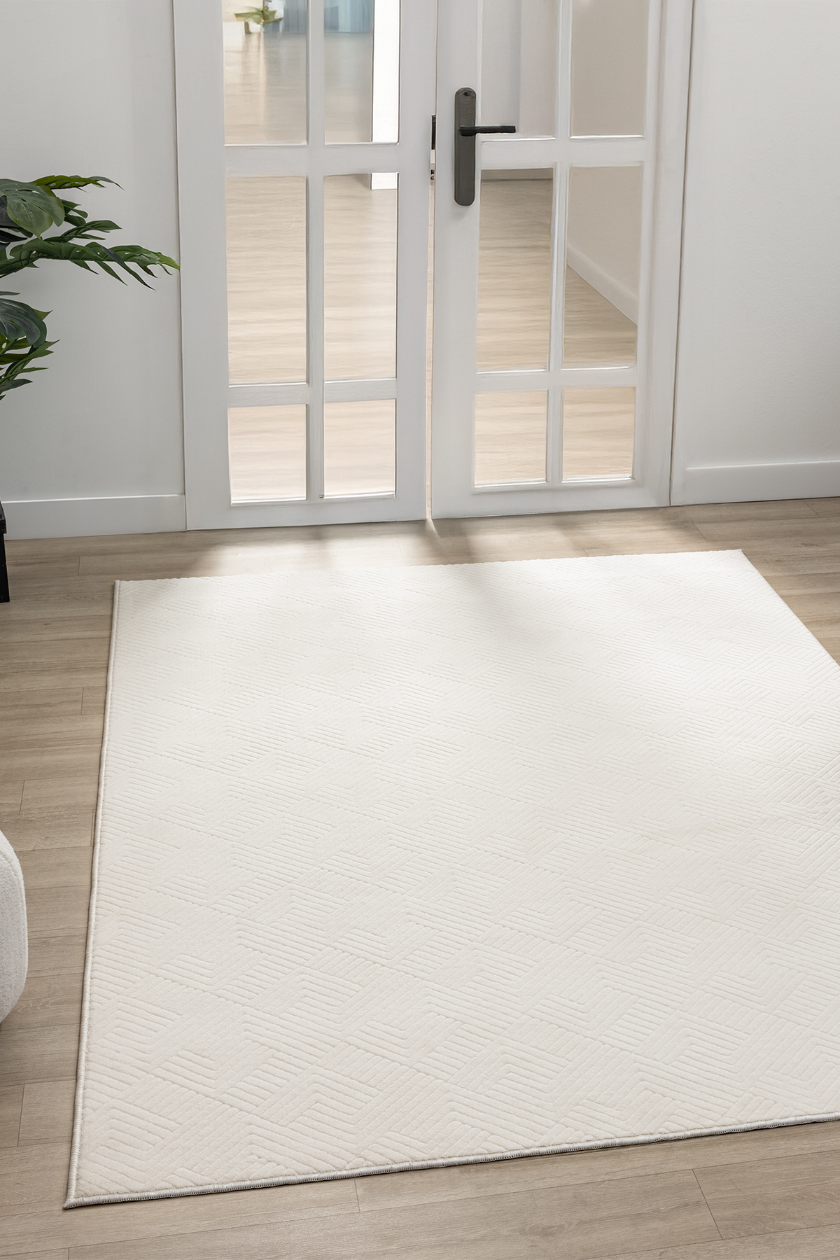 Relief Carpet Anti-Slip Based Washable Cream Aden Living Room Kitchen Corridor Runway Cutting Carpet