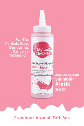Melwiss Chocolate Frambuaz Aromalı Tatlı Sos 330 G - Waffle & Krep & Pankek Sosu