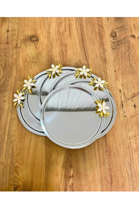 Maglor Lüx 6'lı Yuvarlak Papatya Aksesuarlı 20.5 cm Paslanmaz Çelik Kahve Sun...