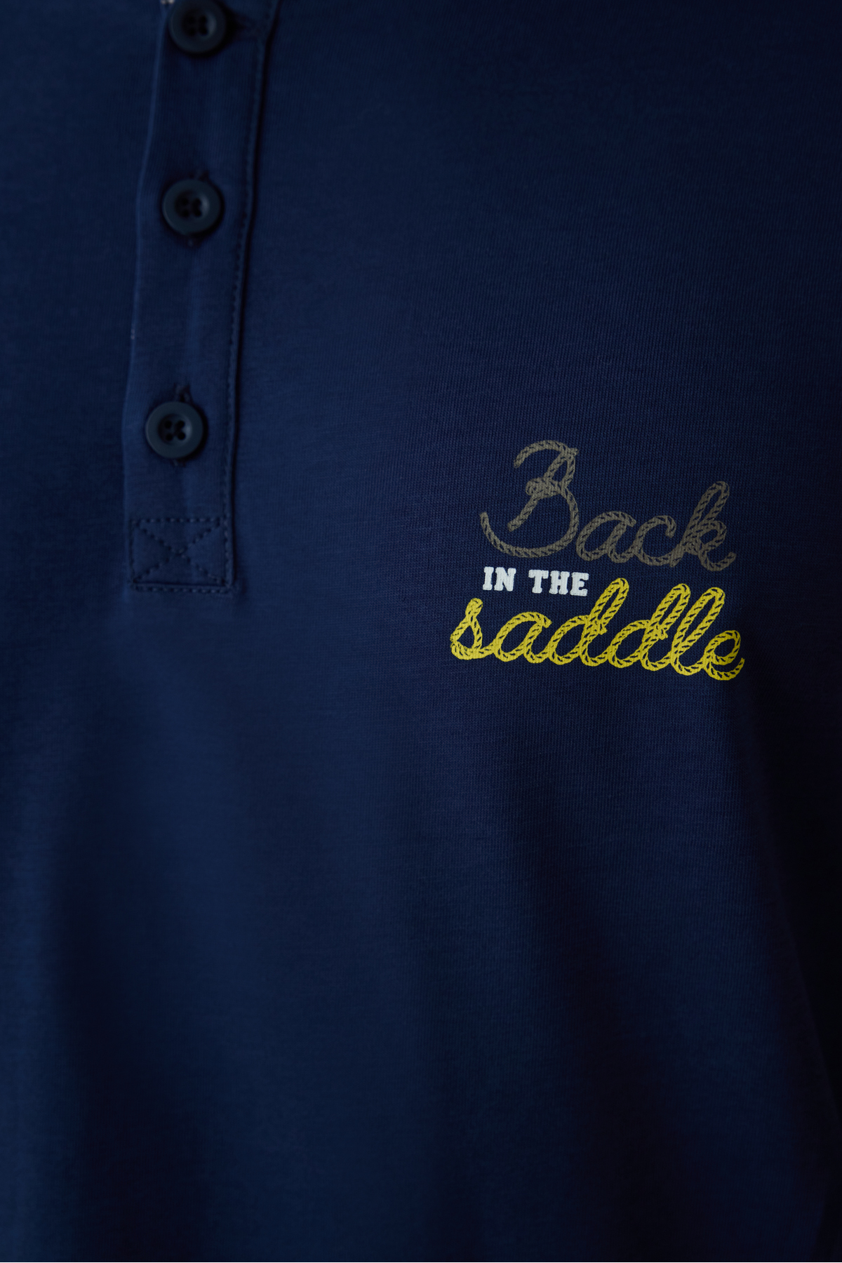 Penti Erkek Saddle Slogan Baskılı Düğmeli Bisiklet Yaka Pamuklu Pijama Takımı görsel 6