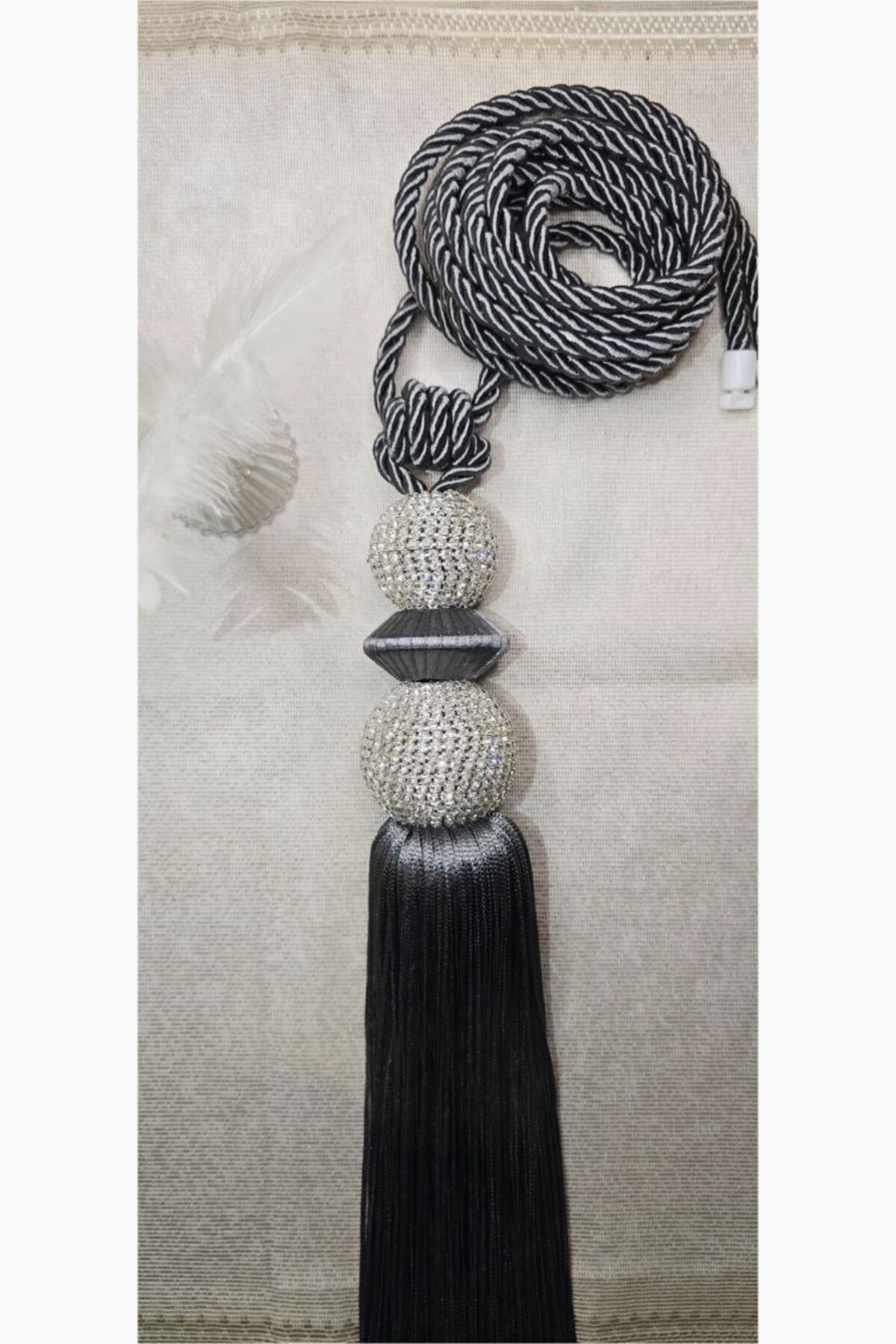 Perdehome Püsküllü Perde Aksesuarı Kornişe Takmatik Perde Bağı Aksesuar 1 ADET