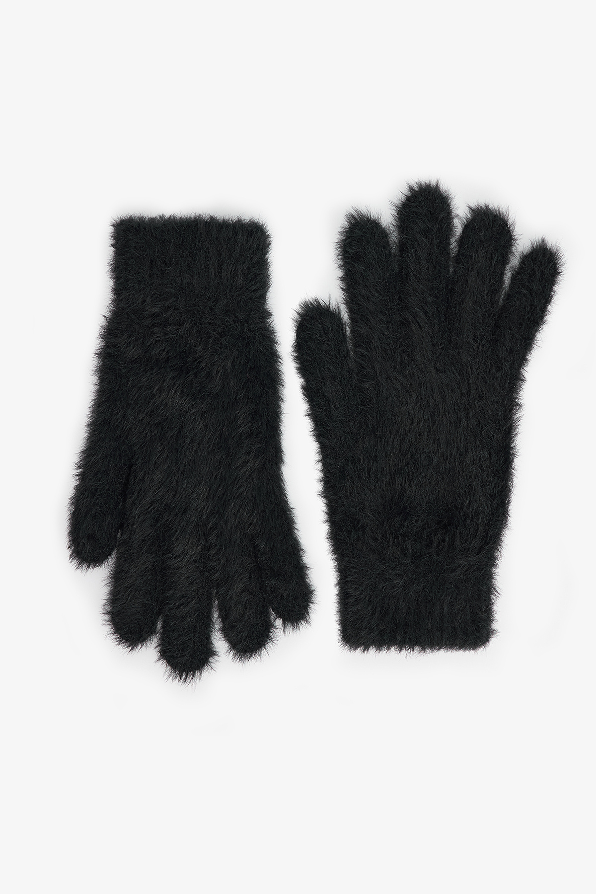 Penti Siyah Flora Yumuşak Dokulu Eldiven