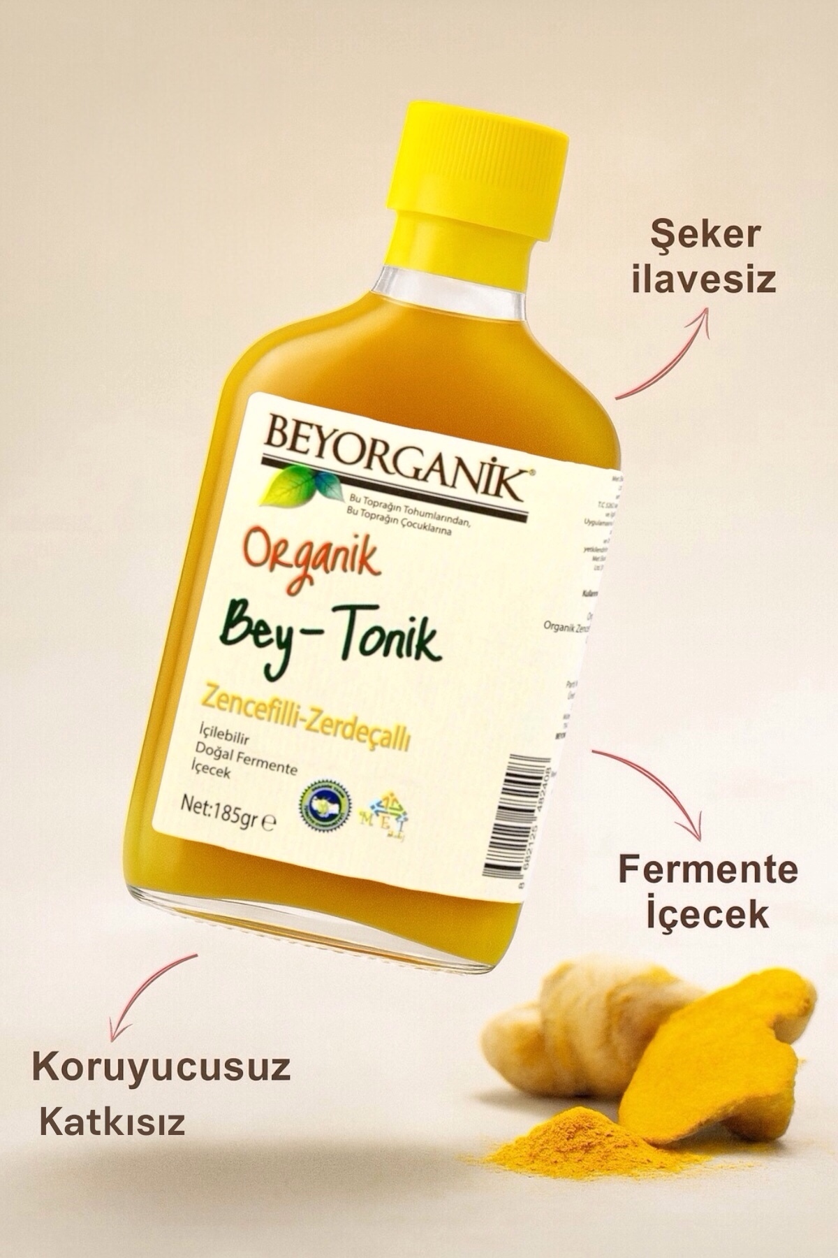 BEYORGANİK ORGANİK Bey Tonik (ZERDEÇALLI-ZENCEFİLLİ) 200 ml (PESTİSİT ANALİZLİ) fotoğrafı 4 (önizleme)