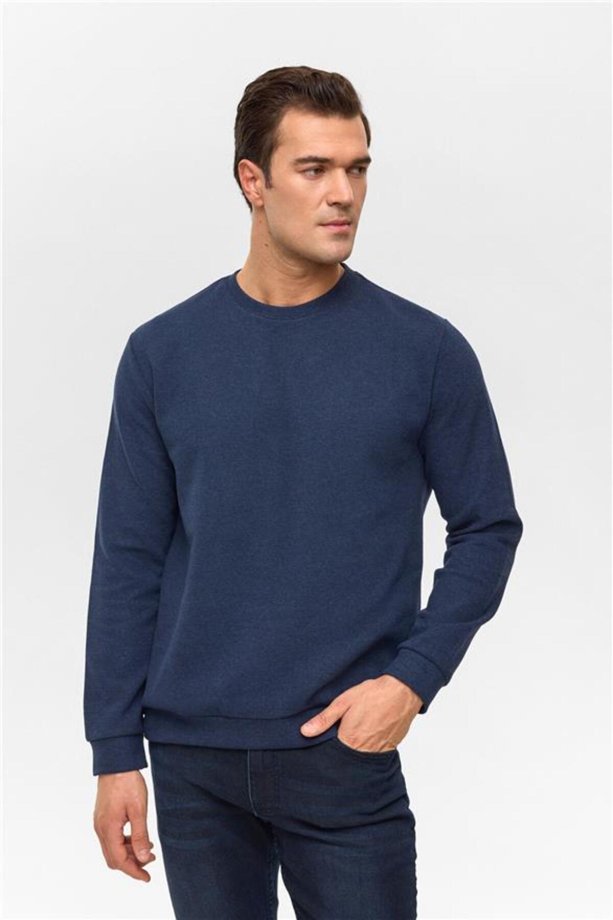 SÜVARİ  Lacivert Regular Düz Bisiklet Yaka Sweatshirt - Görsel 2