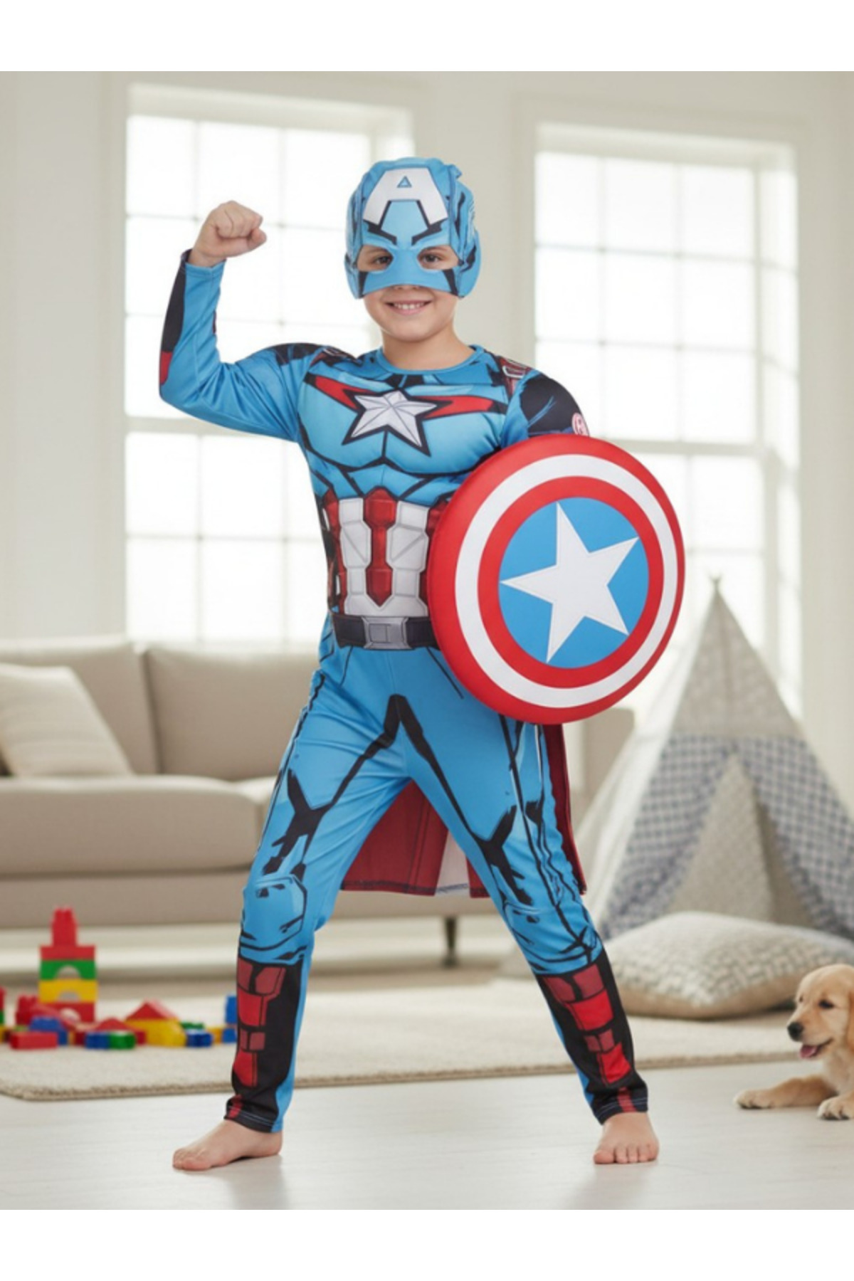 Gadget Gear Kaptan Amerika Kaslı Süper Kahraman Kostümü