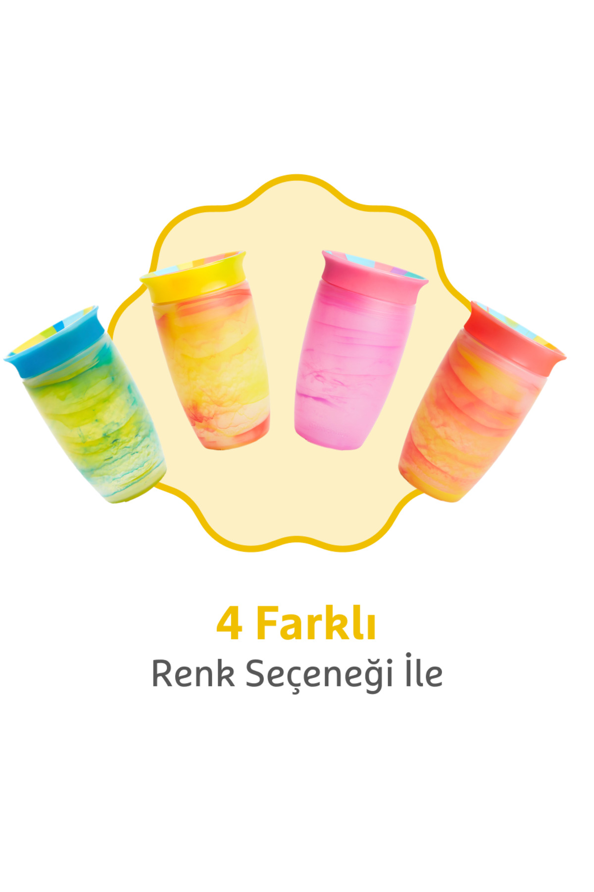 Munchkin Mucize 360° Alıştırma Bardağı 12 Ay+ |296 ml | BPA İçermez | Sarı Tropikal Desen fotoğrafı 6 (önizleme)