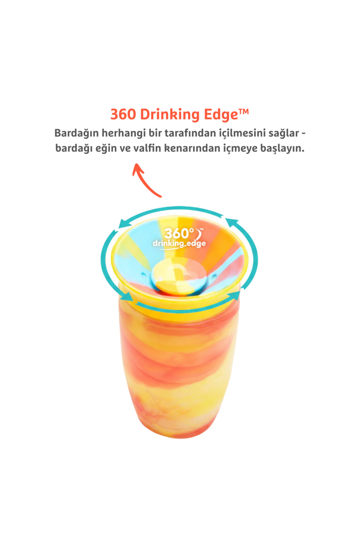 Munchkin Mucize 360° Alıştırma Bardağı 12 Ay+ |296 ml | BPA İçermez | Kırmızı Tropikal Desen fotoğrafı 3 (önizleme)