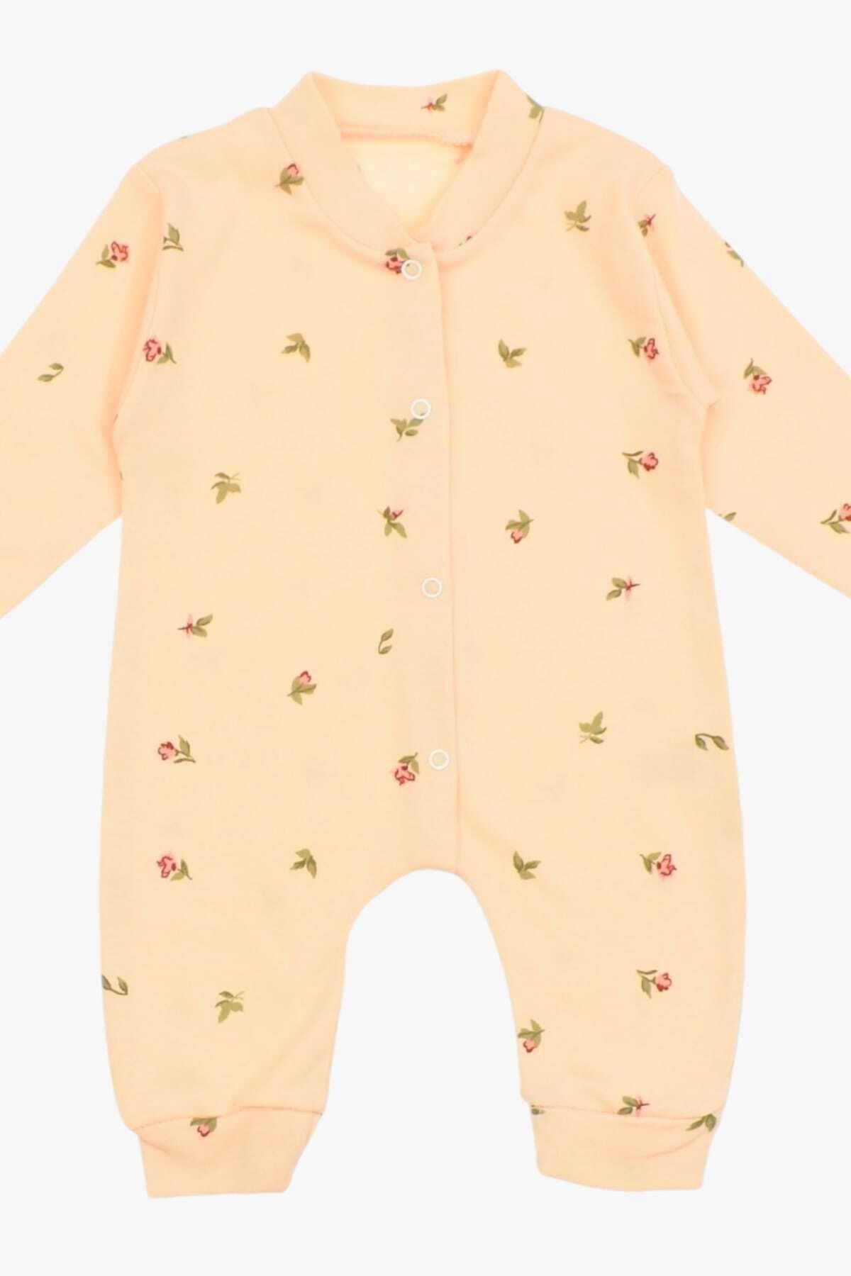 dinamik çocuk Kız Bebek Lale Baskılı Çıtçıtlı Yenidoğan Bebek Tulumu %100 Pamuk Esnek 1-3-6 Aylık fotoğrafı 5 (önizleme)