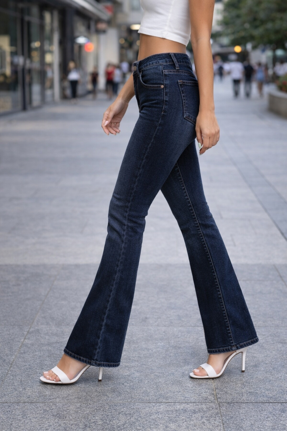 CEDY DENIM  Yüksek Kalite Kadın 5 Cep Düşük Bel Ispanyol Paça Skinnyfit Esnek Jean Pantolon C619-lacivert - Görsel 5