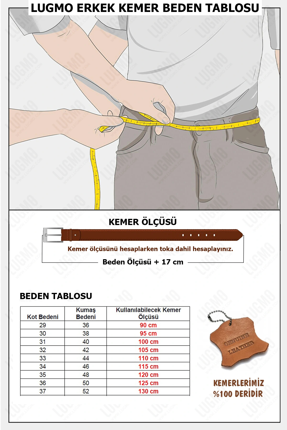 LUGMO  2 Adet Hakiki Deri Erkek Kemeri 4 cm Siyah Keten ve Kot Uyumlu - Görsel 7