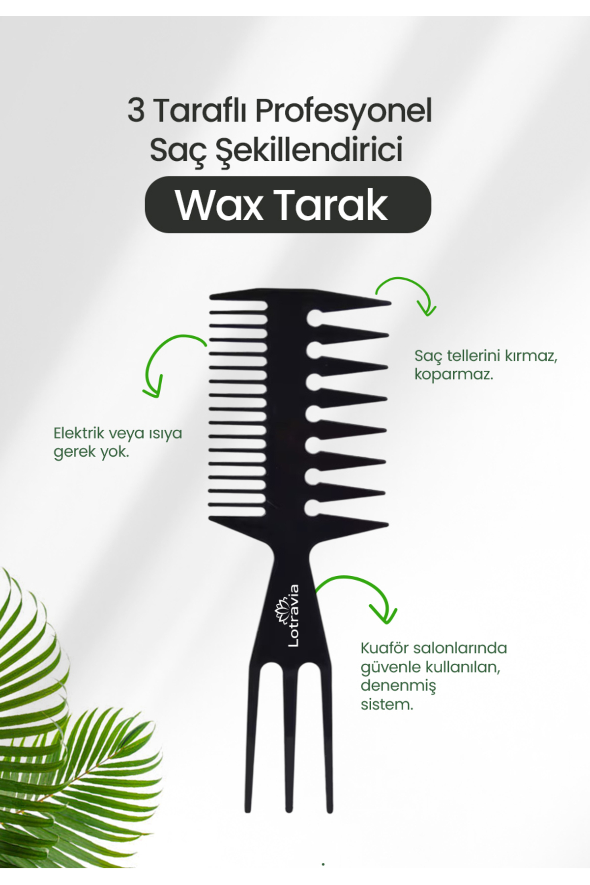 Profesyonel Saç Şekillendirici Wax Tarak Seti 3'lü — مشکی saçşelillendiricitaraklotravia — تصویر 3 از 6