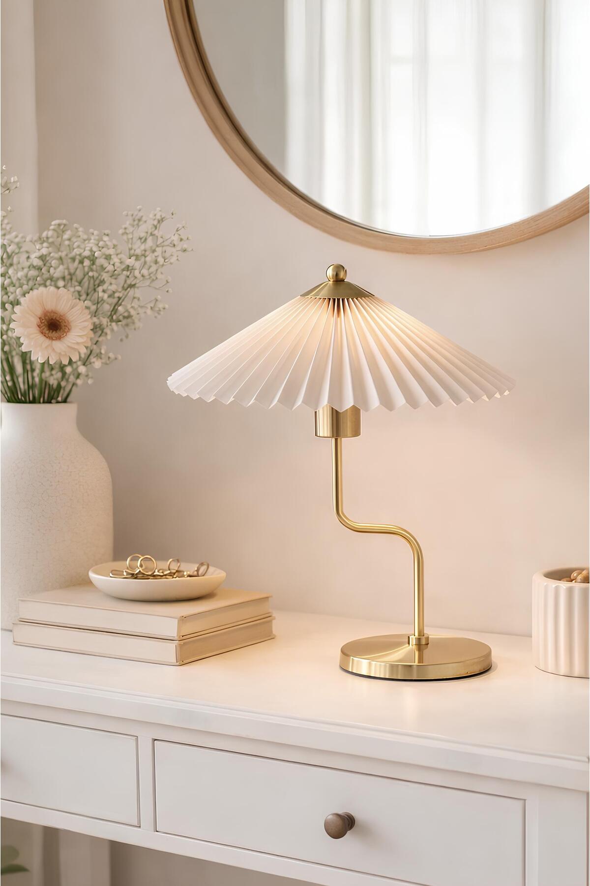 Modern Lampshade Umbrella Design Lampshade Gold Yellow Cream Lampshade