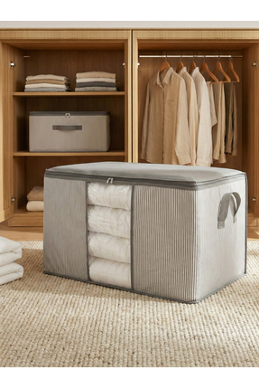 NACAREV Büyük Boy Pencereli Antrasit Çizgi Desenli Yastık Yorgan Düzenleyici ...