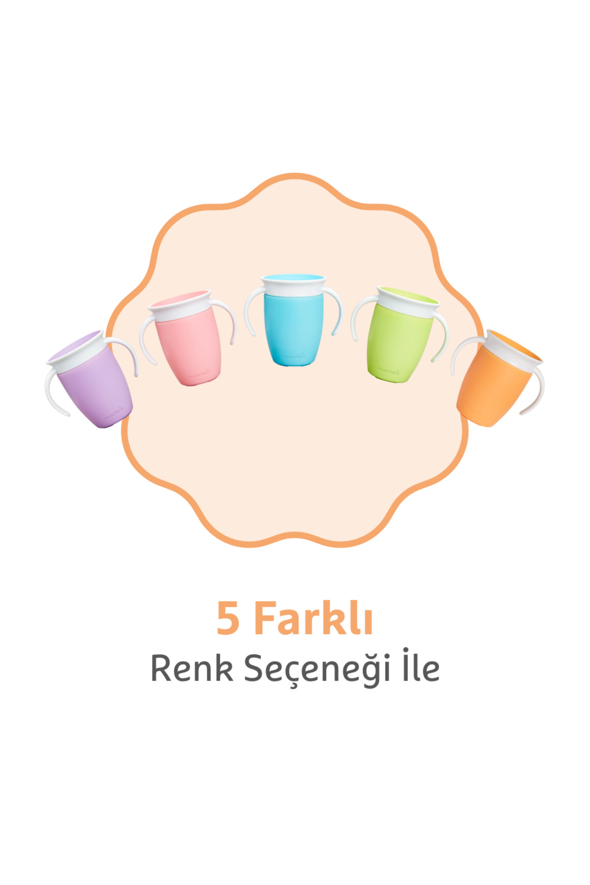 Munchkin Mucize 360° Alıştırma Bardağı, 6AY+, 207ML, Turuncu, 1 Adet fotoğrafı 6 (önizleme)