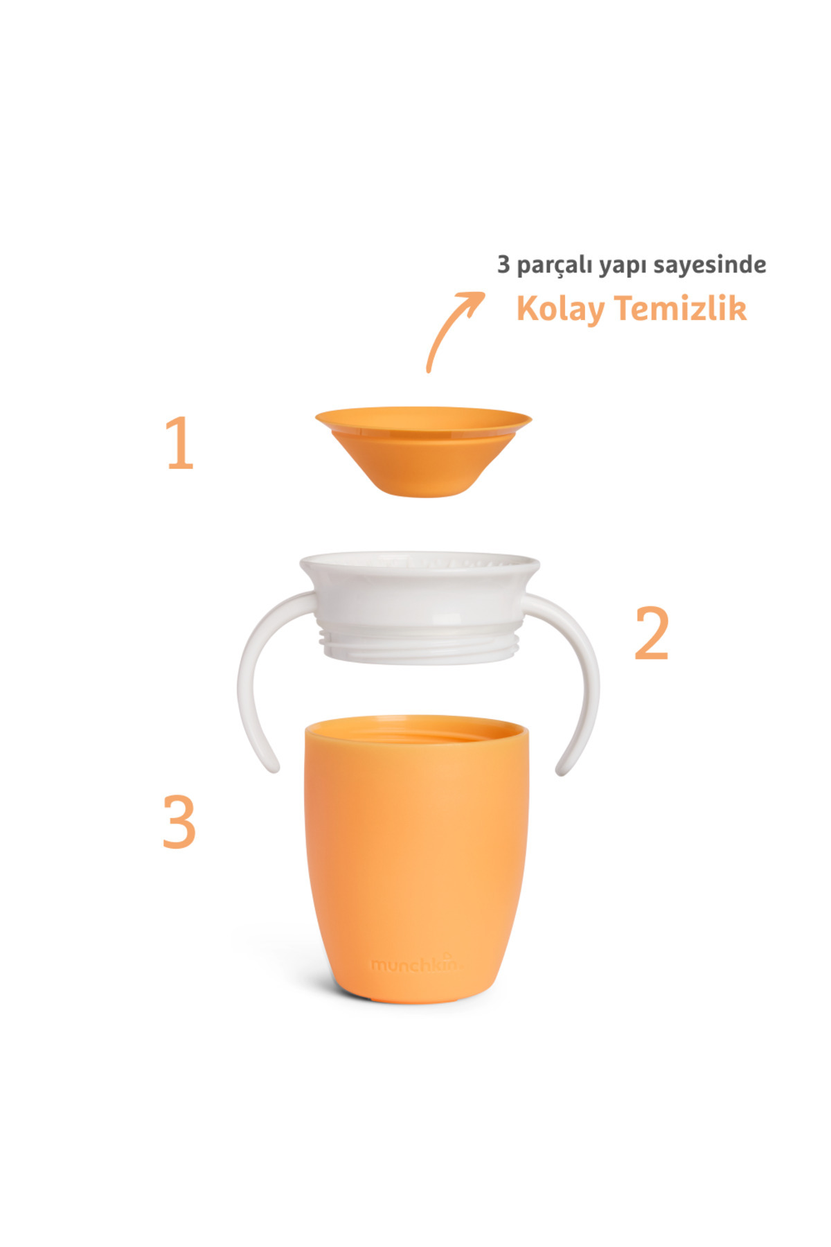 Munchkin Mucize 360° Alıştırma Bardağı, 6AY+, 207ML, Turuncu, 1 Adet fotoğrafı 4 (önizleme)