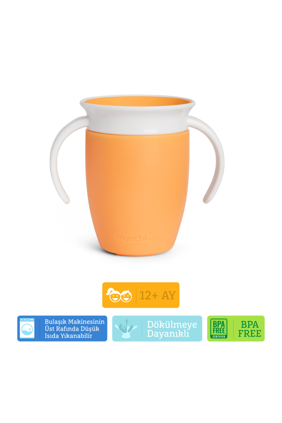 Munchkin Mucize 360° Alıştırma Bardağı, 6AY+, 207ML, Turuncu, 1 Adet fotoğrafı 5 (önizleme)
