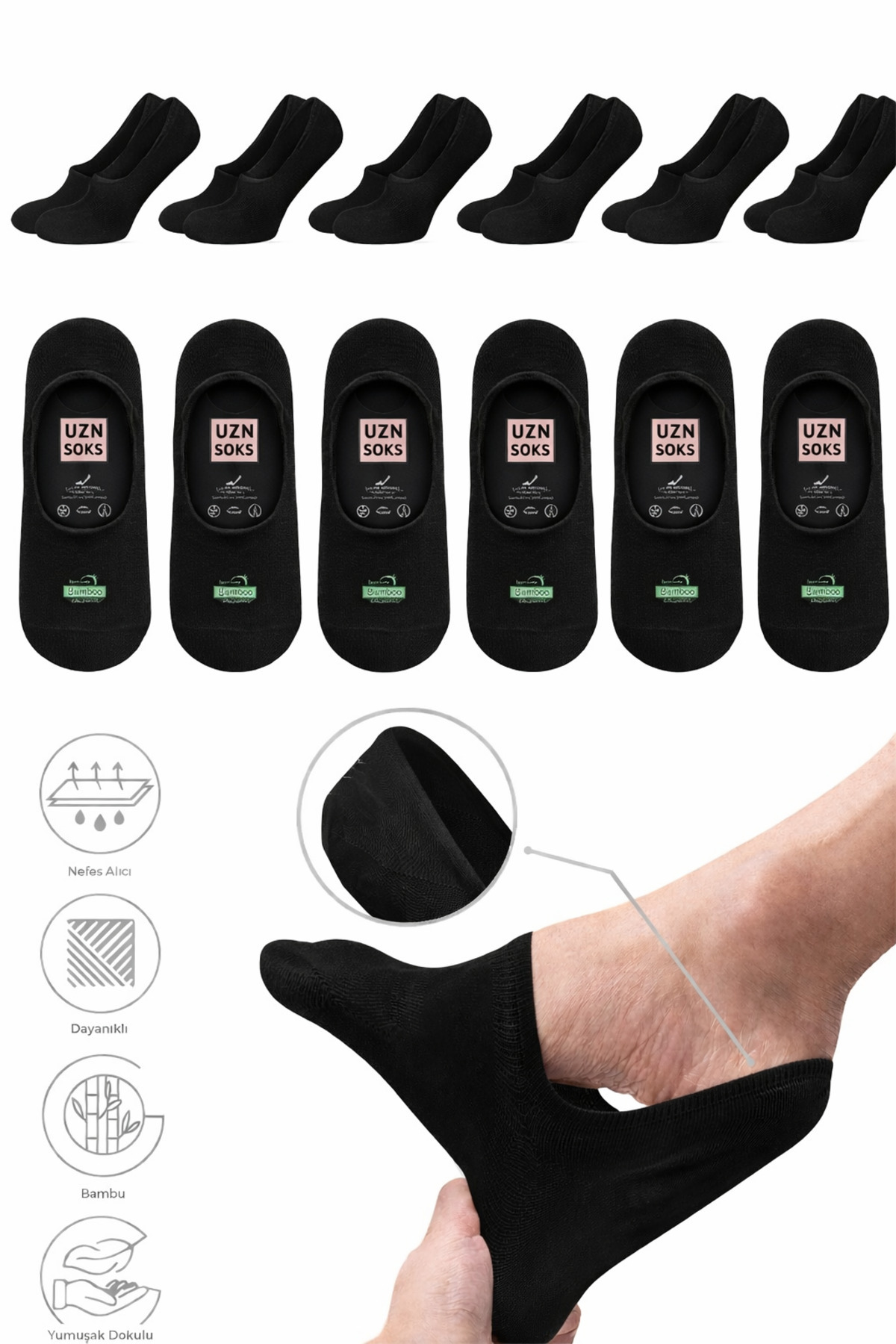 UZN SOCKS 5-dijelni crni Bez šavova Pamuk silikonski Protivklizno Baletanke č...
